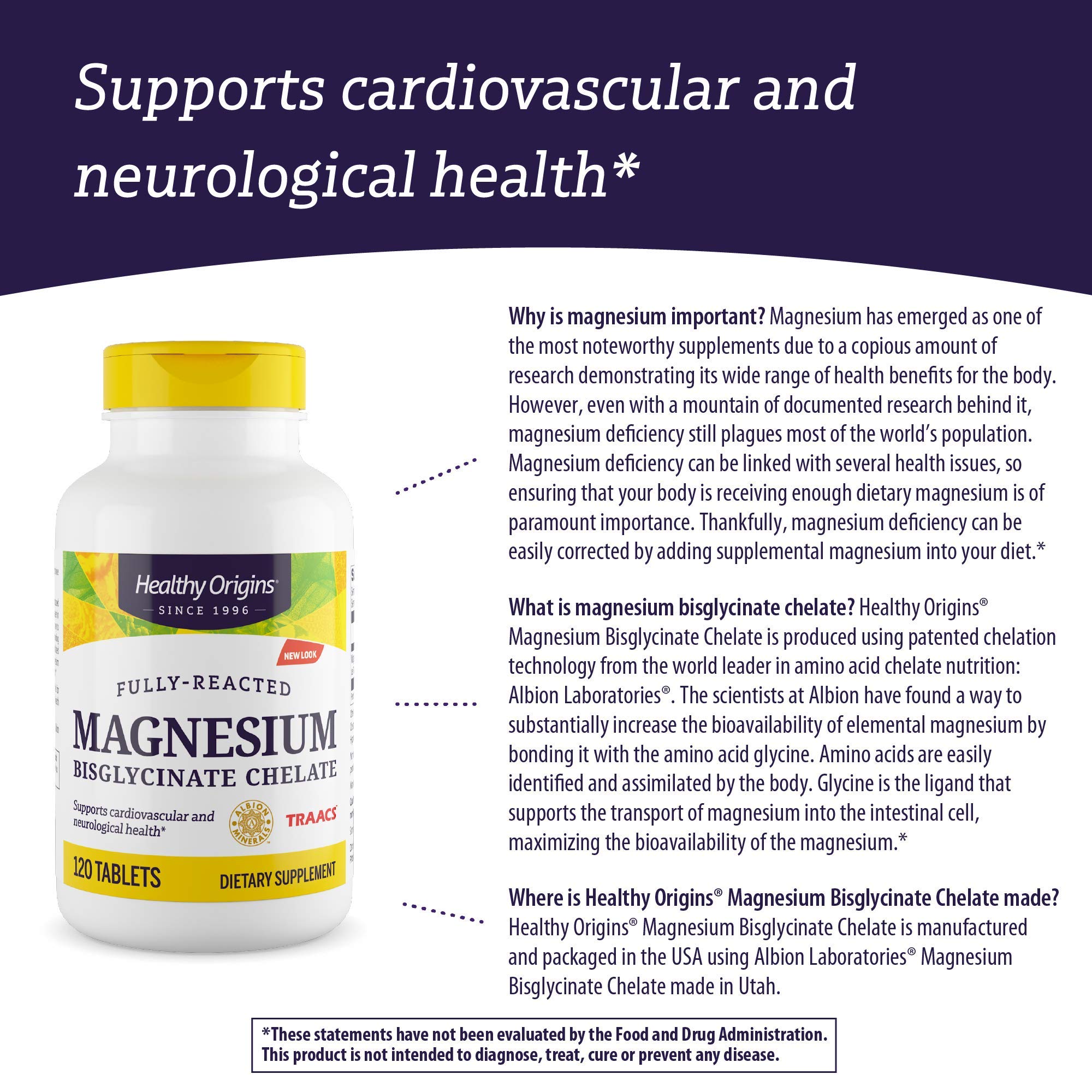 Healthy Origins Magnesium Bisglycinate Chelate 120 Capsules | High Absorption Chelated Magnesium Supplement for Sleep, Muscle & Nerve Support | Vegan, Non-GMO, Gluten-Free | Stress Relief & Relaxation Aid