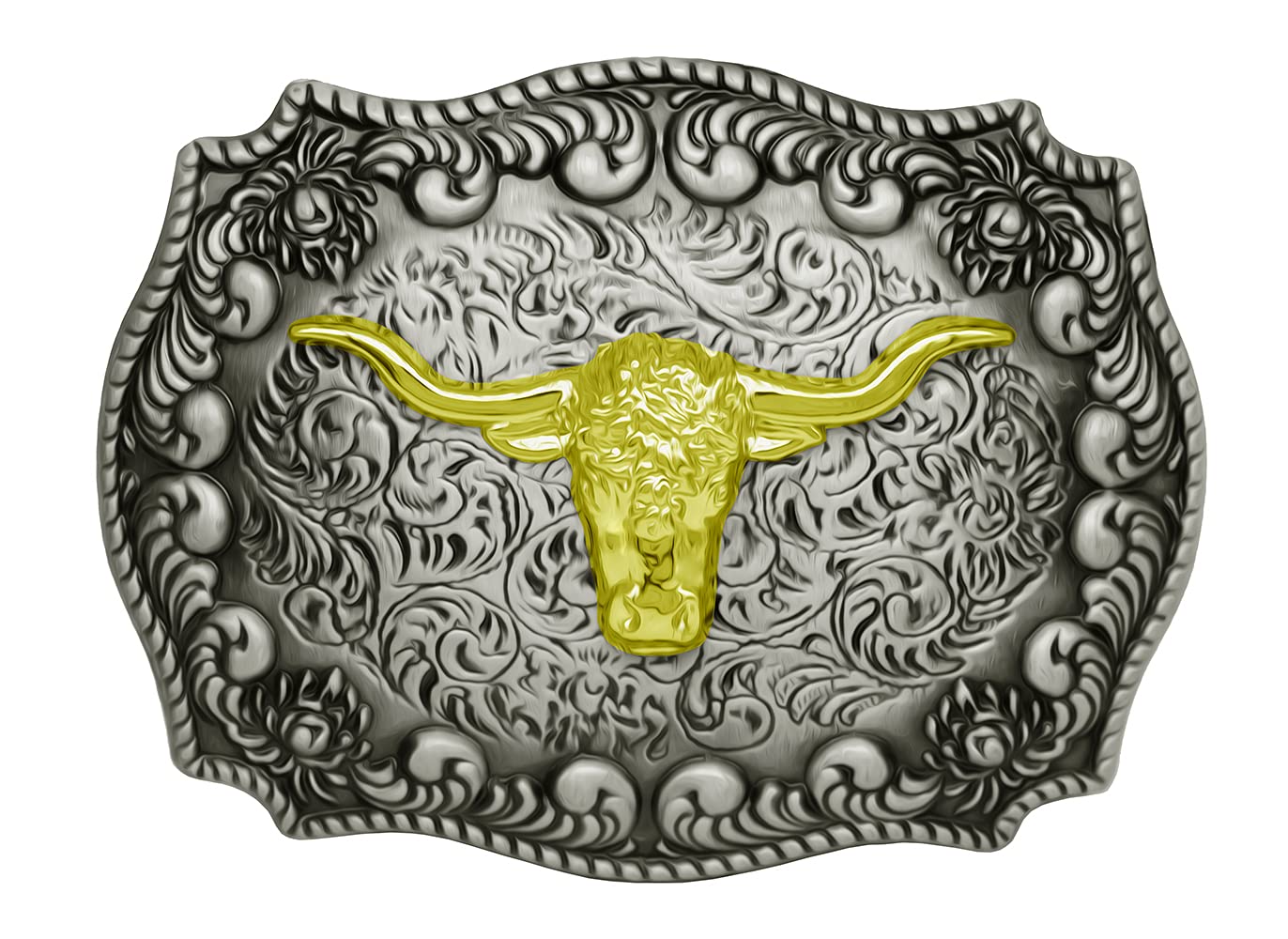 Authentic Texas Style Cowboy Western Belt Buckle with Long Horns Bull Design - Perfect for Rodeo, Country Music Festivals & Western Fashion Outfits