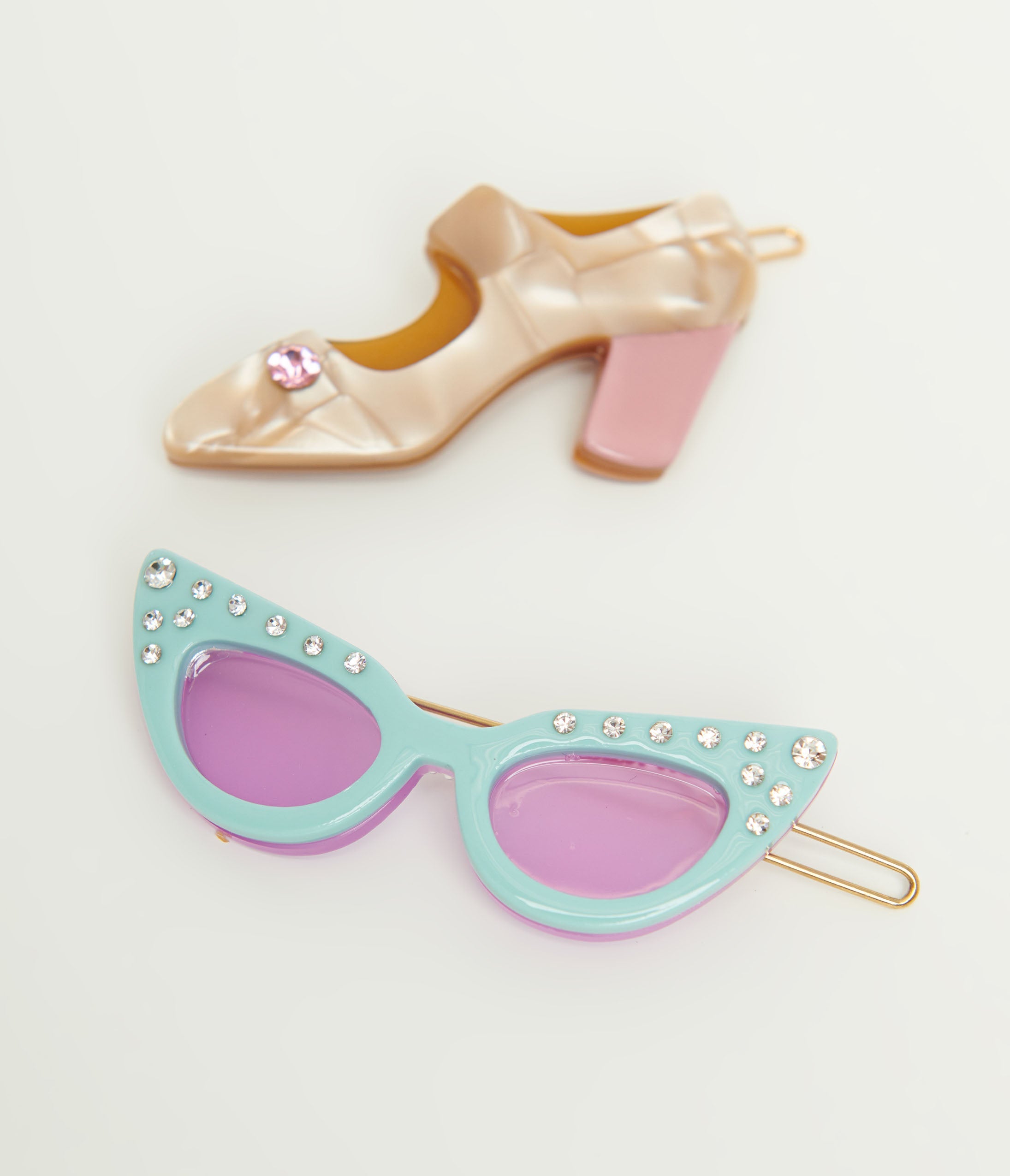 Vintage 1950s Retro Cat Eye Sunglasses & Heel Hair Pin Set - Perfect for Pinup Costumes, Rockabilly Fashion, and 50s Themed Parties
