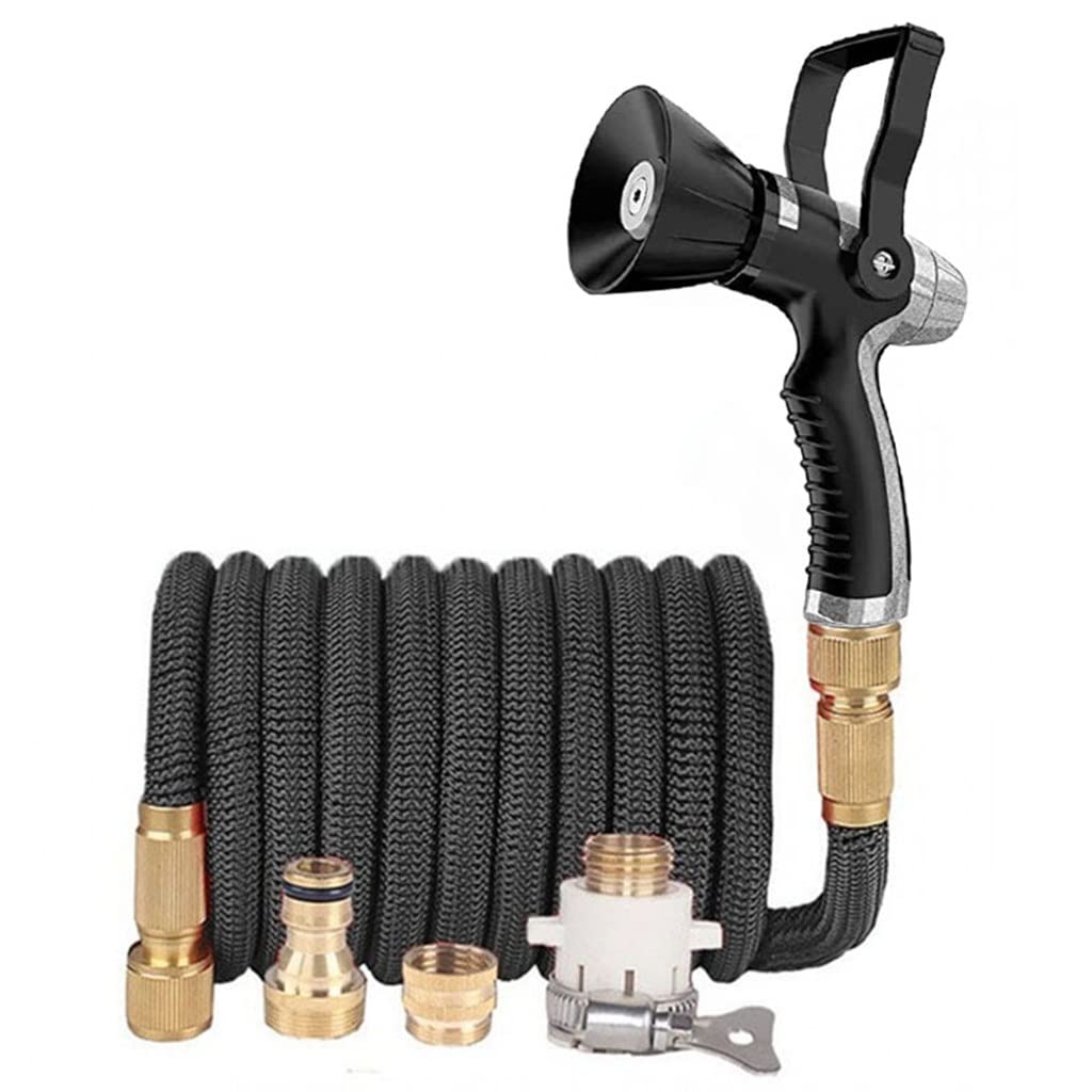 Expandable 25ft Water Hose - 3X Telescopic Magic Plastic Pipe for High Pressure Car Washing, Garden Irrigation & Fireman Water Gun | Heavy Duty Gray Hose for Outdoor Use, Yard Cleaning & Emergency Water Supply