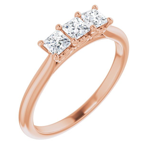 0.54 Carat Princess Cut Diamond 3 Stone Wedding Band Ring - Elegant Engagement & Anniversary Jewelry for Women