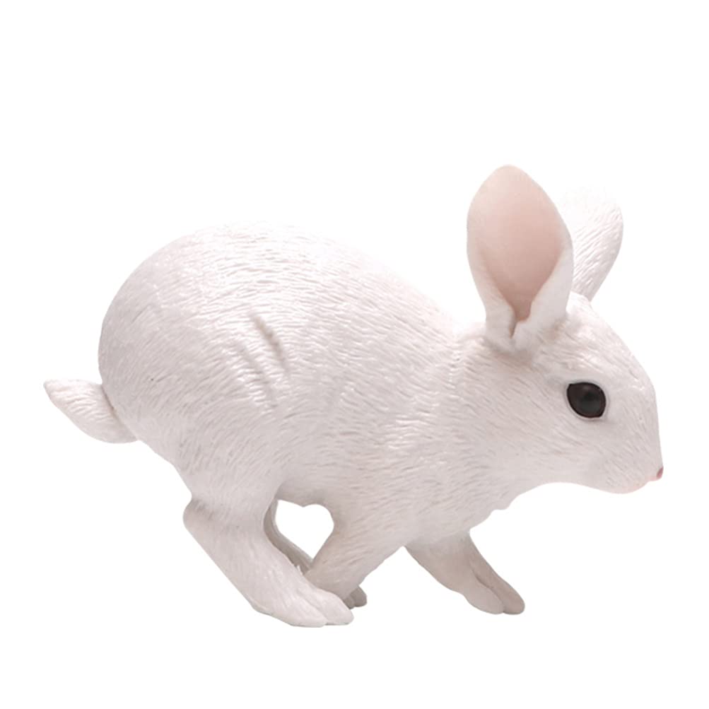 White Easter Bunny Figurine - Rustic Spring Table Decor, Faux Fur Rabbit Statue for Easter Party Centerpieces, Garden Ornaments | Perfect for Easter Celebrations, Home Decor, and Spring Table Settings