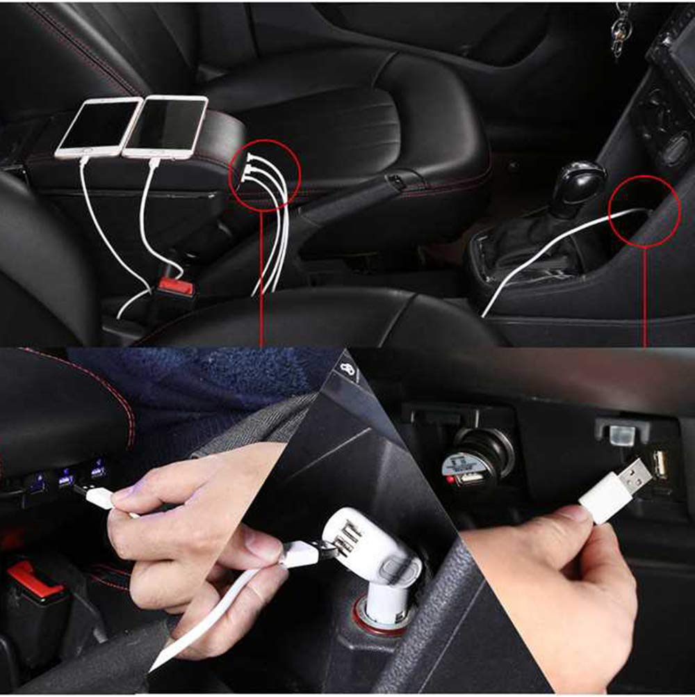 7 USB Car Armrest for Honda Fit/Jazz 2009-2013 - Perfect for Road Trips & Charging Devices