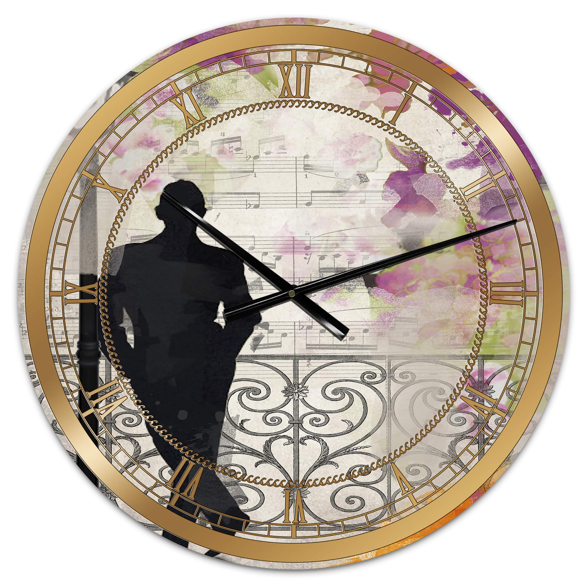 DesignQ Traditional 'Waiting in Paris' Large Wall Clock - Elegant Vintage Kitchen Decor & Home Office Wall Art - Perfect for Farmhouse, Living Room, and Bedroom Décor