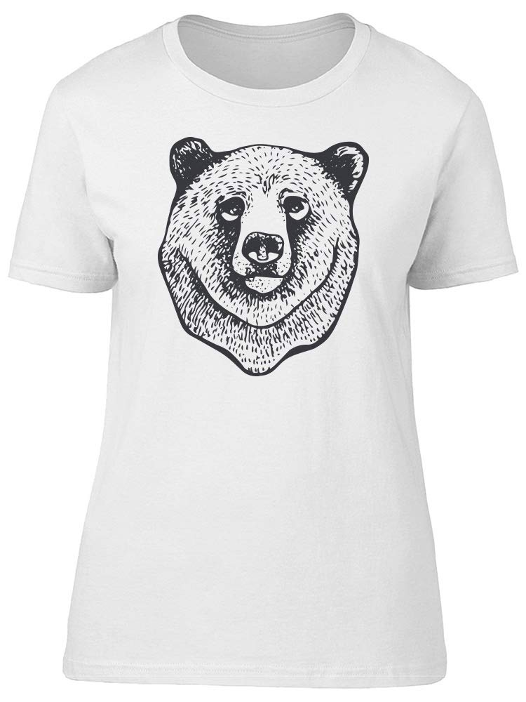 Bear Head Hand Drawn Graphic T-Shirt for Women - Casual Cotton Tee for Everyday Wear, Street Style & Outfits