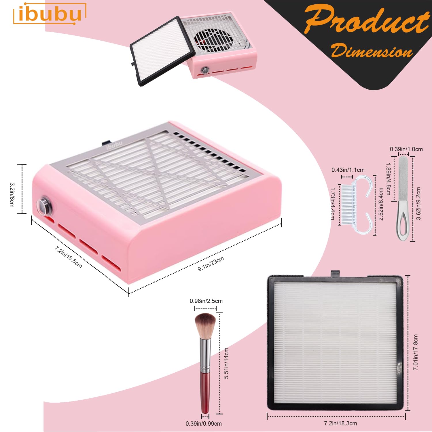 Electric Nail Dust Collector with Strong Suction - Professional Nail Salon Vacuum Cleaner for Acrylic Powder & Nail Art Dust Extraction - Includes Multiple Tool Kits (Pink) - Perfect for Manicure Stations, Nail Salons & Home Nail Care