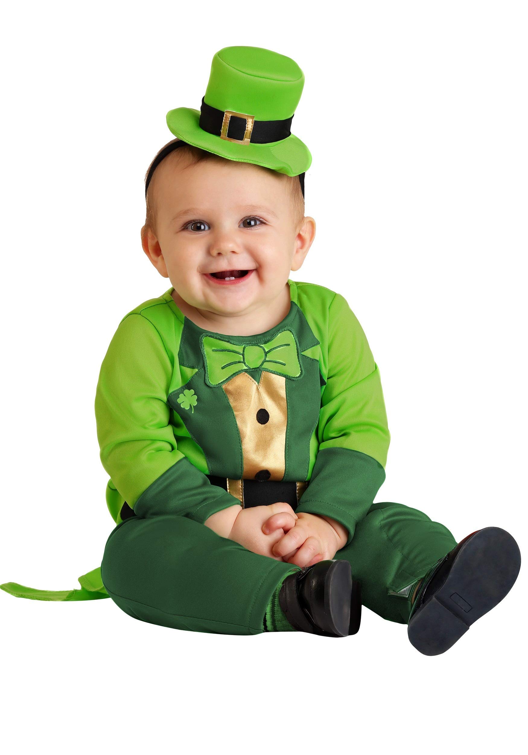 Baby Leprechaun Costume - Green Jumpsuit with Hook & Loop Fasteners & Soft Foam Hat | St. Patrick's Day Outfit for Infants, Photo Shoots & Holiday Celebrations