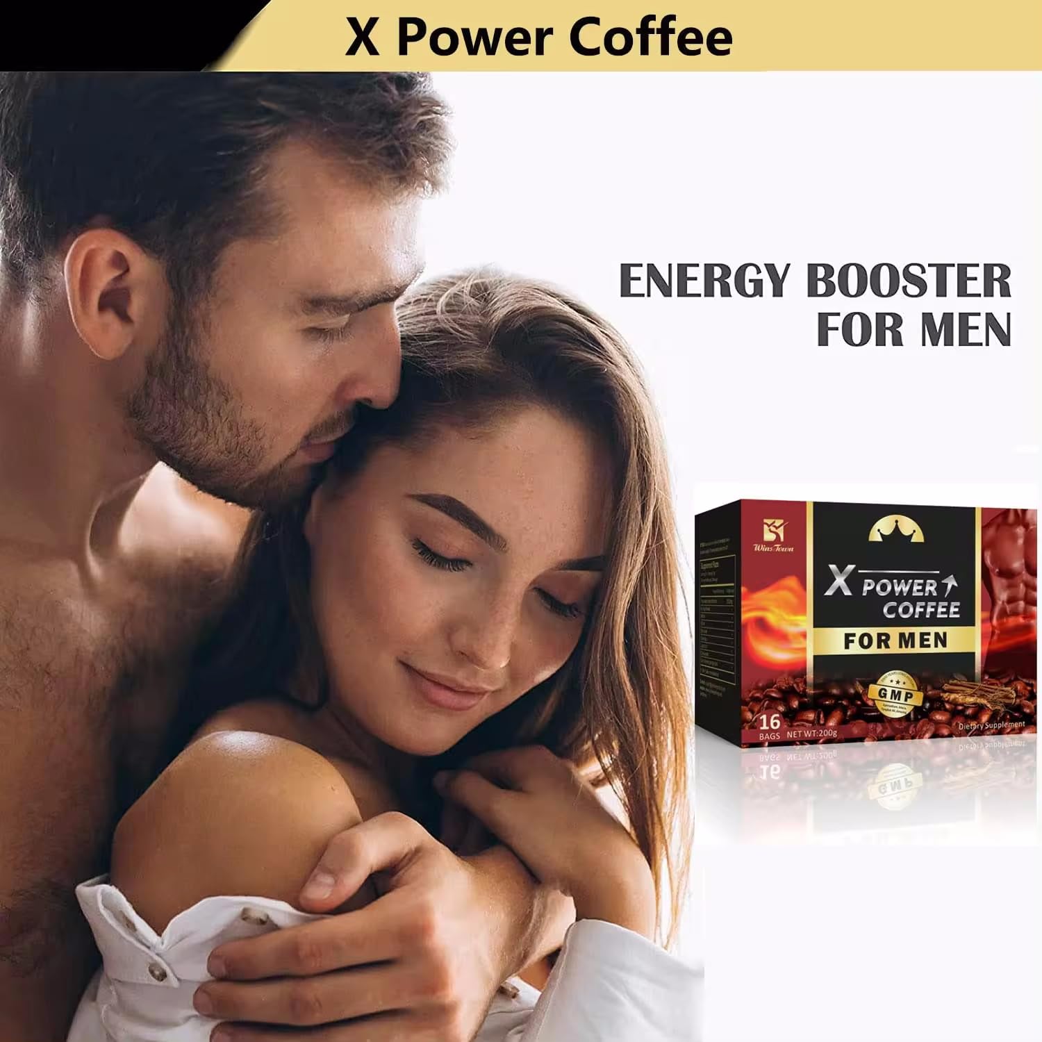 X Power Coffee for Men - Ginseng Maca Herbal Energy Supplement, Instant Coffee for Men - Boost Stamina & Vitality - Great for Workouts, Office & Daily Energy Support (1 Pack)