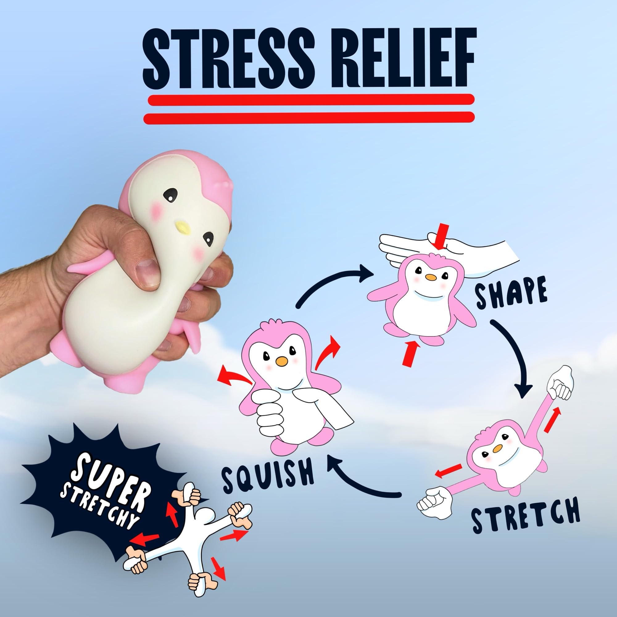 Pudgy Penguin Plush Toy - Soft Squishy Fidget for Kids | Stress Relief & Playtime Fun