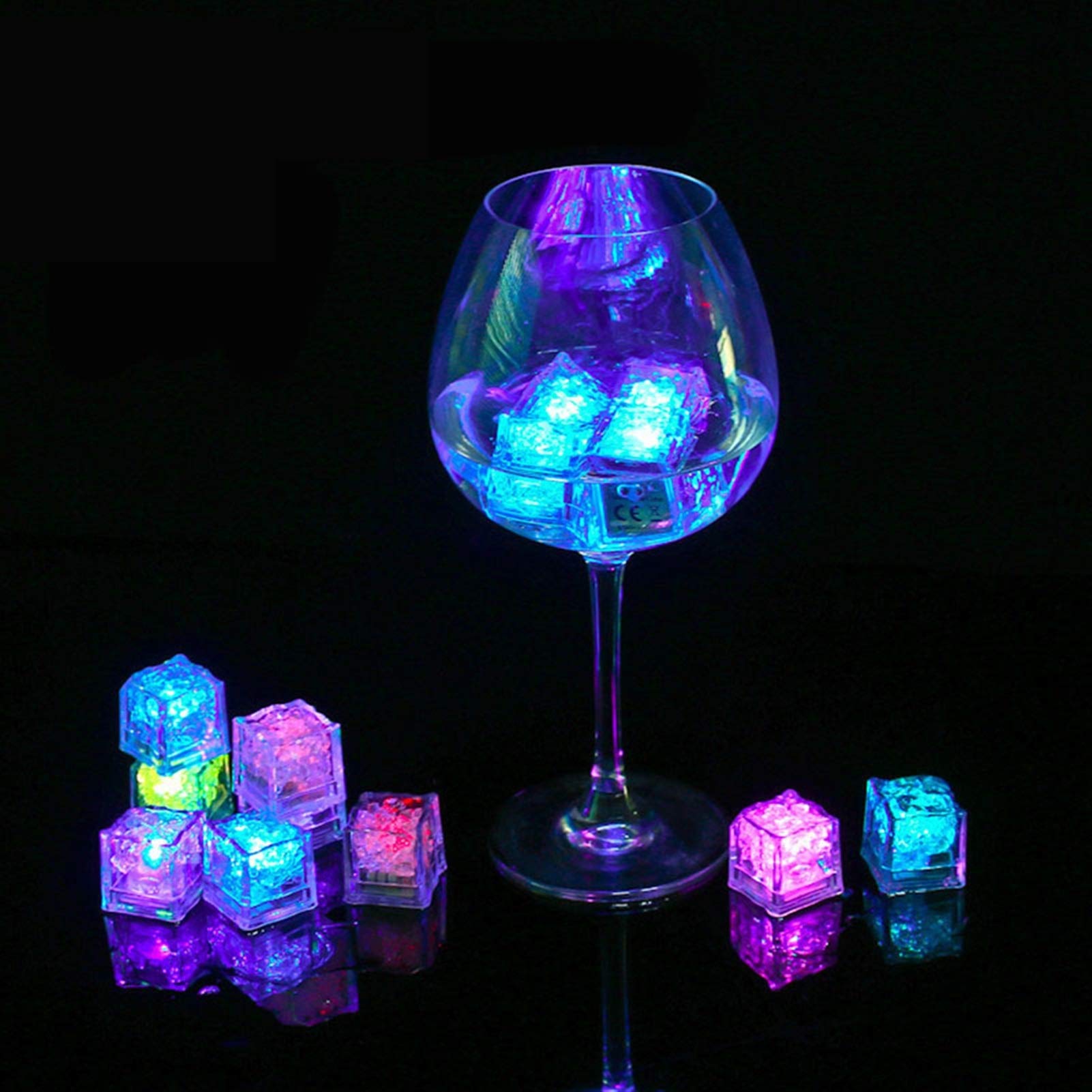 Premium 3-Piece LED Light Up Ice Cubes - Glow in the Dark Party Decorations for Cocktails, Weddings & Bars - Reusable Luminous Drink Coolers (Red) - Perfect for Night Parties, Home Bars & Romantic Dinners