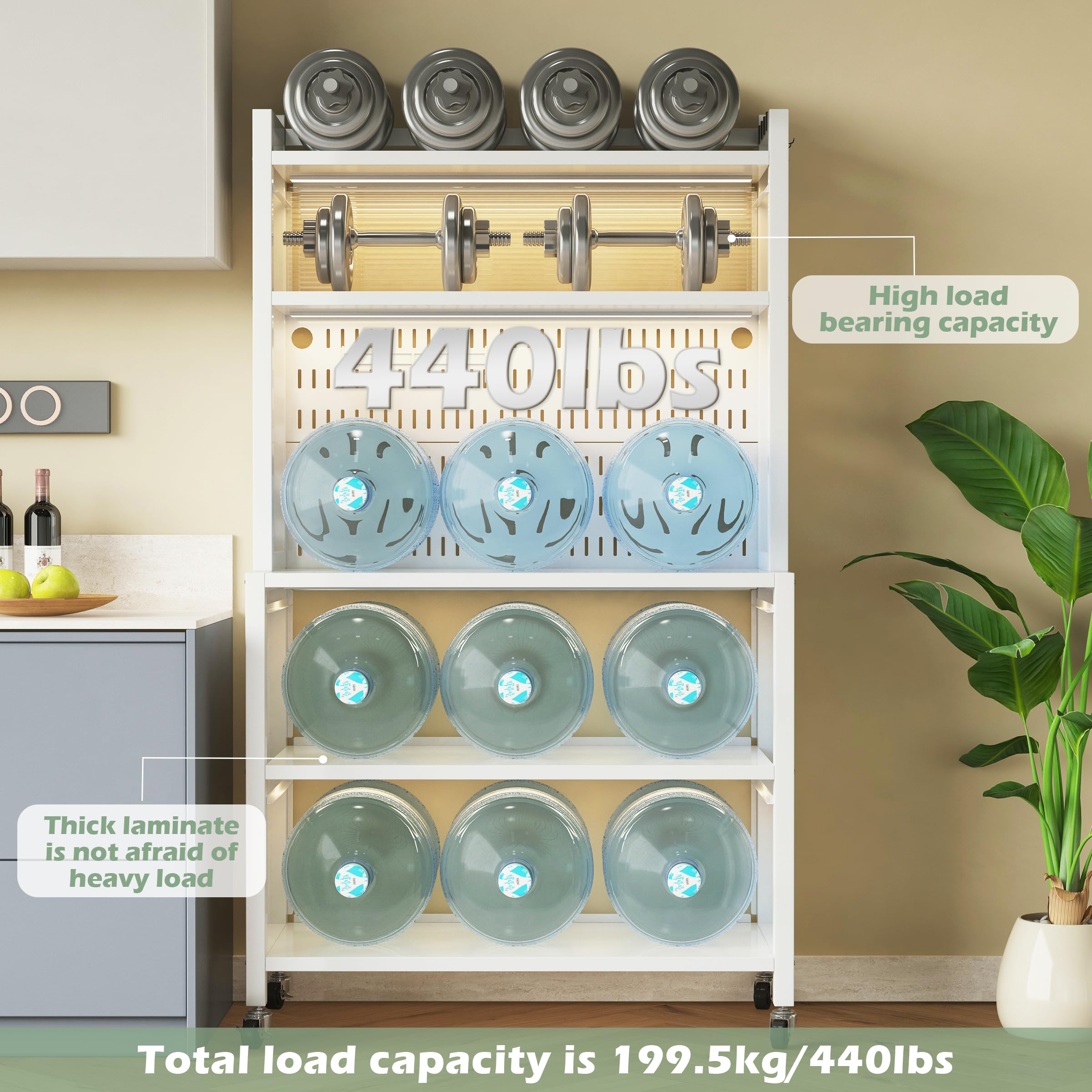 COVAODQ 5-Tier Kitchen Baker's Rack with Flip Door Cabinet & Pegboard Accessories - Microwave Stand for Garage, Pantry & Home Kitchen Organization - Perfect for Small Spaces, Baking Storage & Appliance Placement