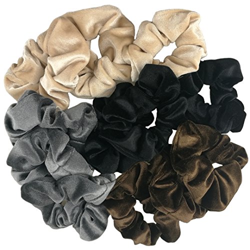 12 Pack Velvet Hair Scrunchies for Women & Girls - Soft Neutral Hair Ties & Elastic Bands for Thick Hair - Perfect for Everyday Use, Workouts, and Fashion Accessories