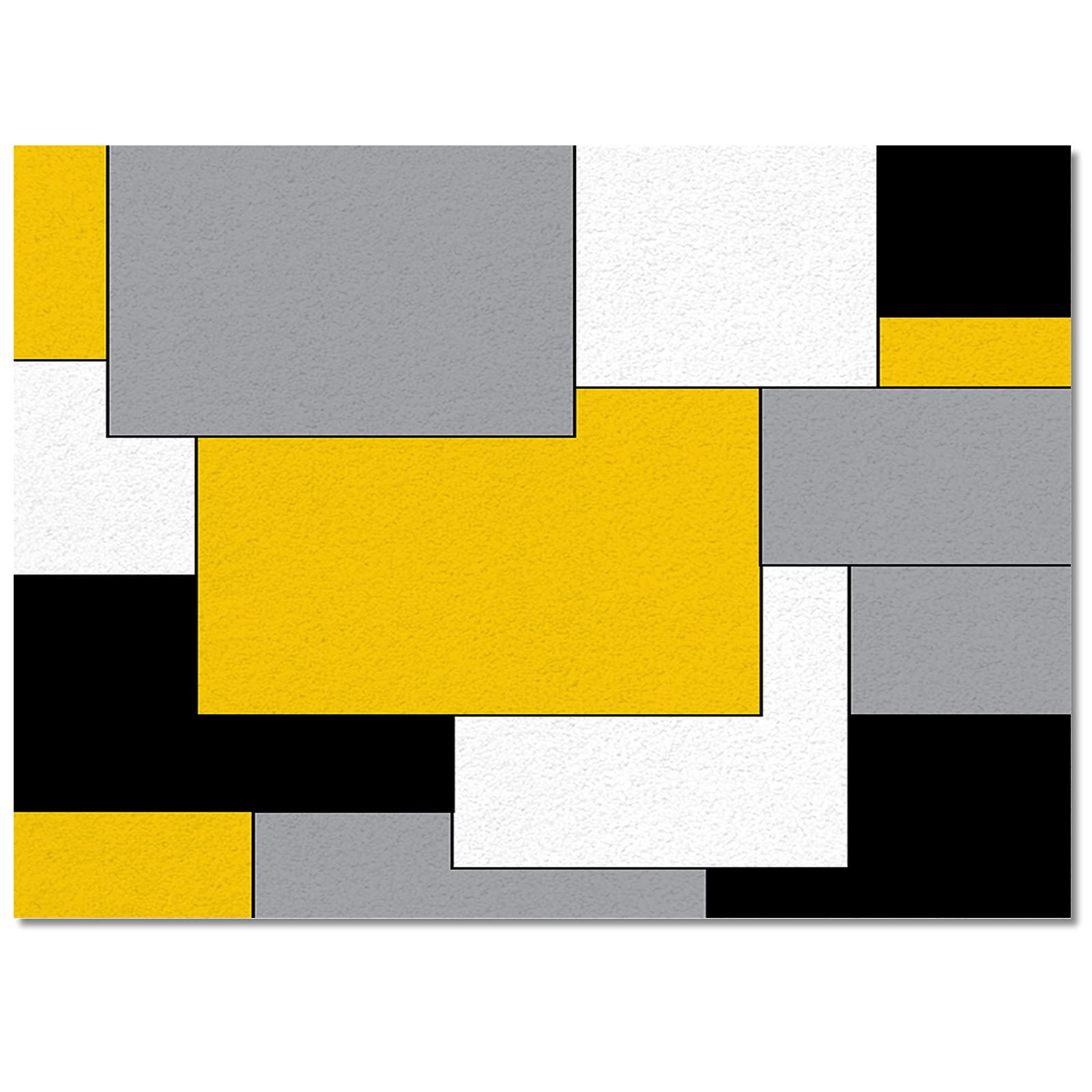 4x6ft Yellow Boho Geometric Area Rug - Non-Shedding Washable Carpet for Living Room, Bedroom & Kids Room Decor | Modern Black & Grey Aesthetic Rug for Home, Office & Dorm | Soft Comfy Floor Mat for Cozy Spaces
