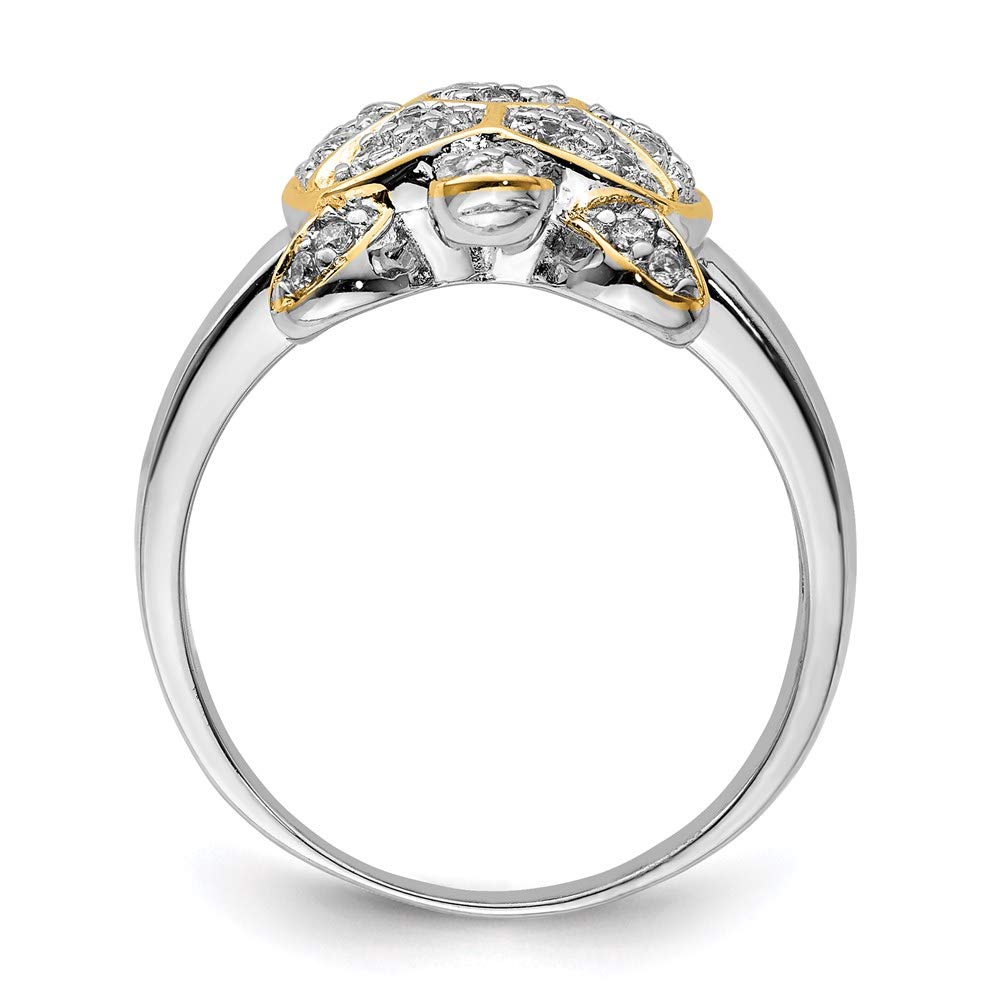 925 Sterling Silver Cubic Zirconia Turtle Ring with Gold Plating - Elegant Jewelry Gift for Women - Perfect for Birthdays, Anniversaries & Everyday Wear