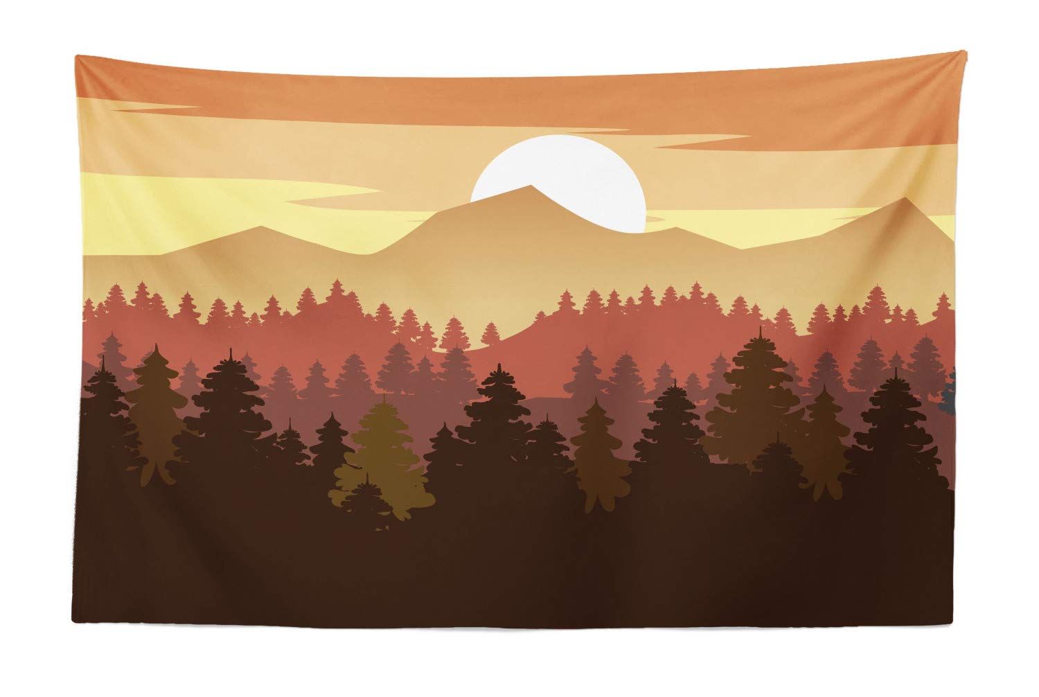 Ambesonne Landscape Tapestry - Dramatic Forest Mountains & Pine Trees Wall Art Decor | 45x30 Inch Multicolor Fabric Hanging for Bedroom, Living Room, Dorm | Perfect for Boho Home Decor & Meditation Spaces