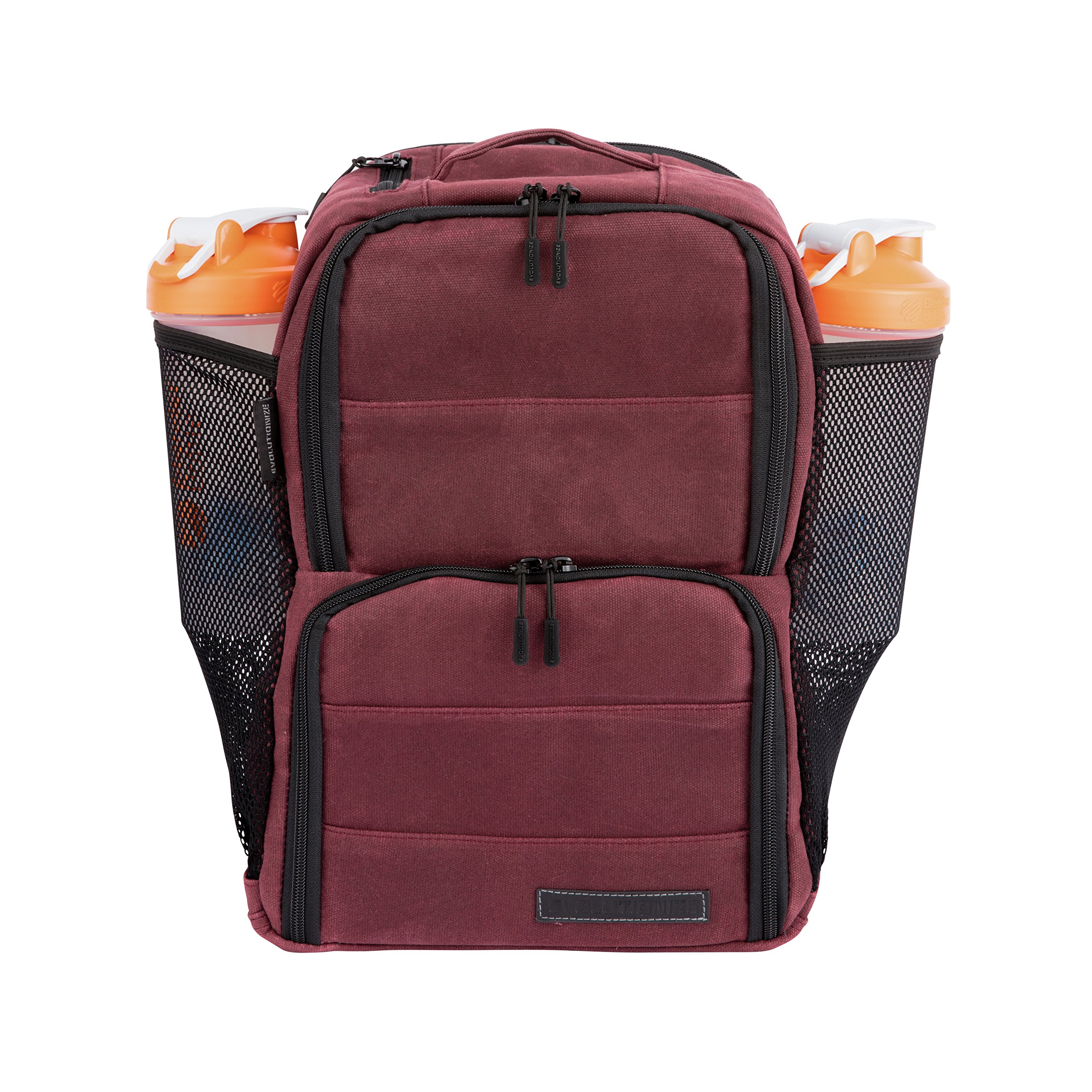 Portion Control Meal Prep Bag with Insulated Cooler & Ice Pack - 3 or 6 Meal Insulated Lunch Box System (Black Backpack or Maroon Waxed Canvas) - Perfect for Office, Gym, Camping & Outdoor Activities