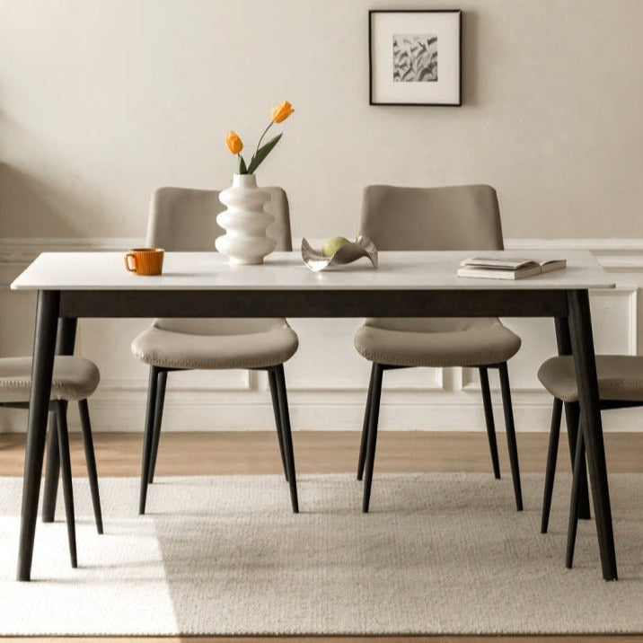 Solid Oak Wood Rock Plate Dining Table - Rustic Farmhouse Style for Kitchen, Dining Room & Outdoor Patio