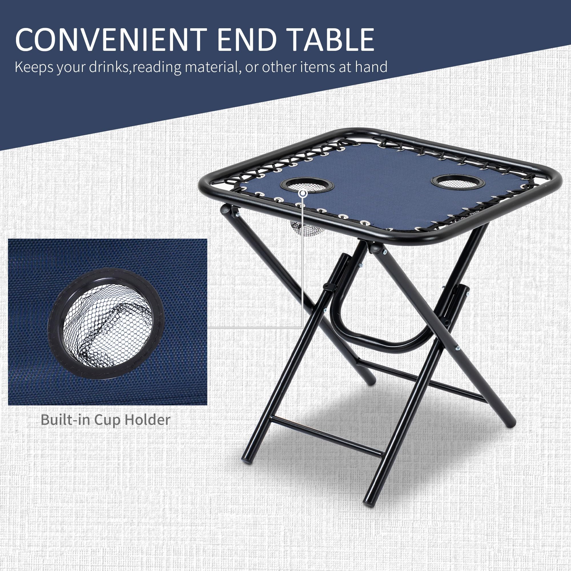 Outsunny Zero Gravity Reclining Lounge Chair Set with Side Table & Cup Holders - Adjustable Folding Outdoor Chair with Pillows for Pool, Backyard, Beach, Patio - Perfect for Relaxing, Sunbathing & Outdoor Lounging