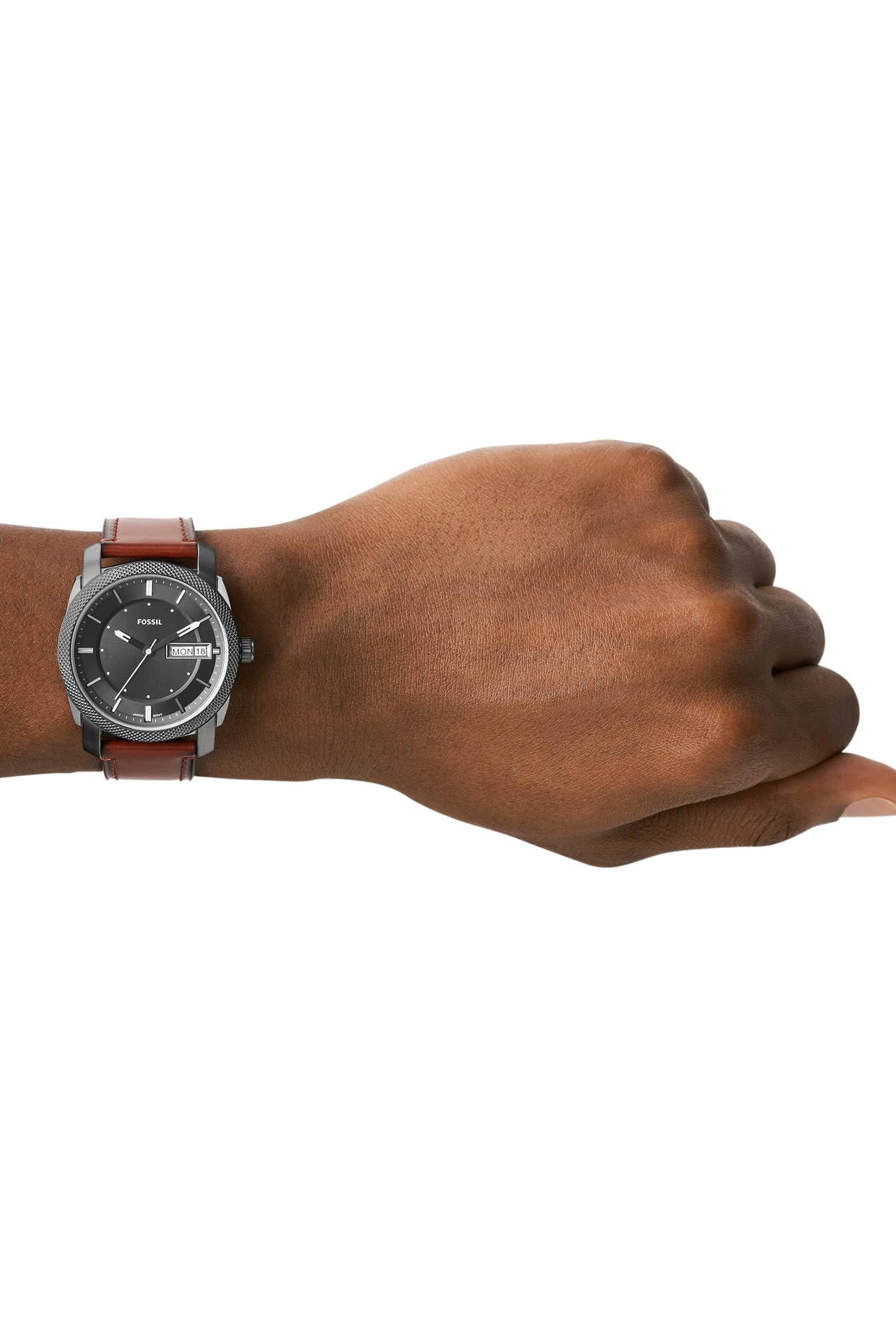 Fossil Machine Men's Stainless Steel Quartz Watch with Three-Hand Movement - Perfect for Business, Casual Wear & Everyday Use