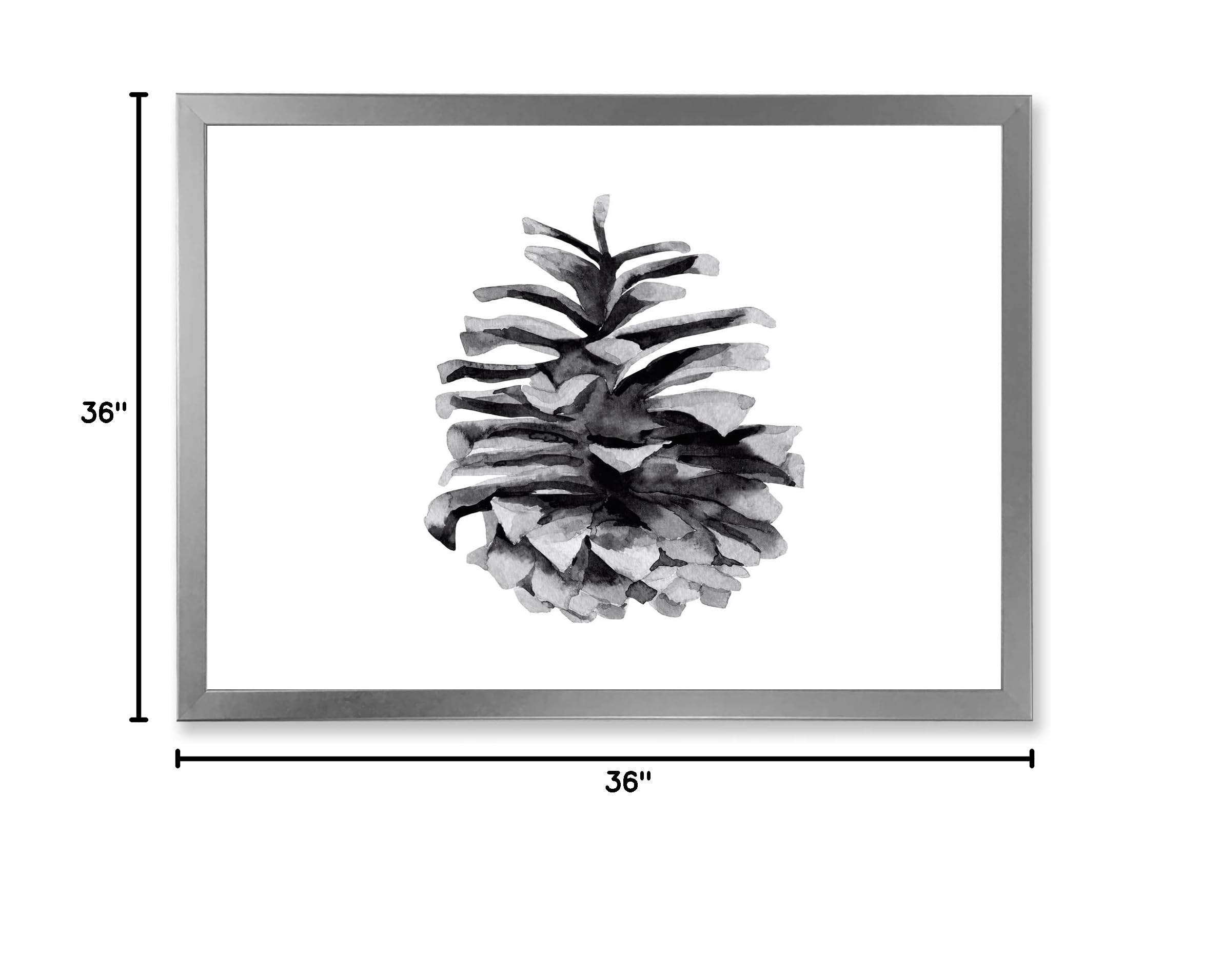 DesignQ Conifer Cone Monochrome Traditional Framed Wall Art - Elegant Home Decor for Living Room, Bedroom & Office