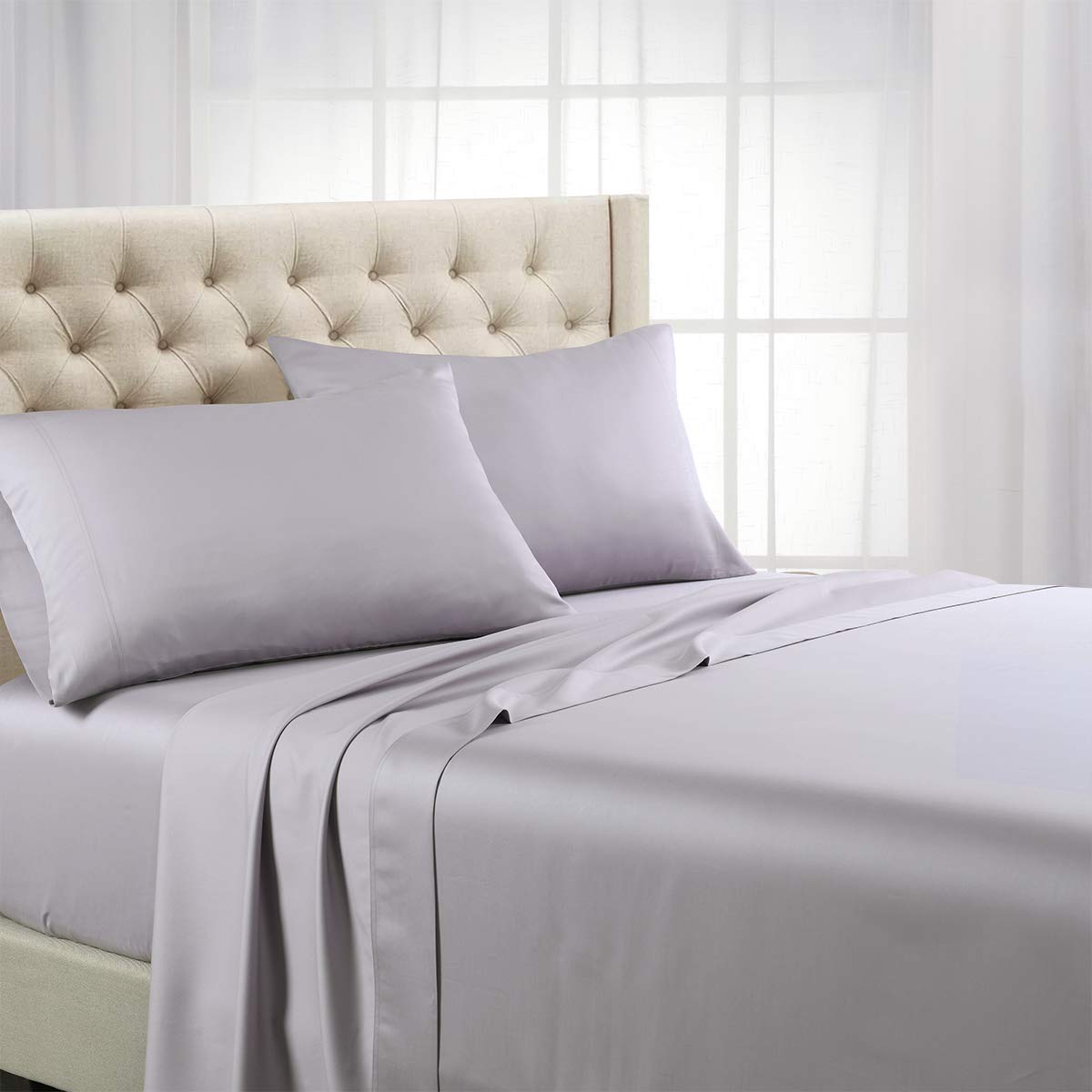 Premium 600-Thread-Count 100% Tencel Lyocell Pillowcases Set of 2 - Standard Queen Size - Soft & Breathable Bedding - Perfect for Allergy Relief & Hot Sleepers - Home & Hotel Use