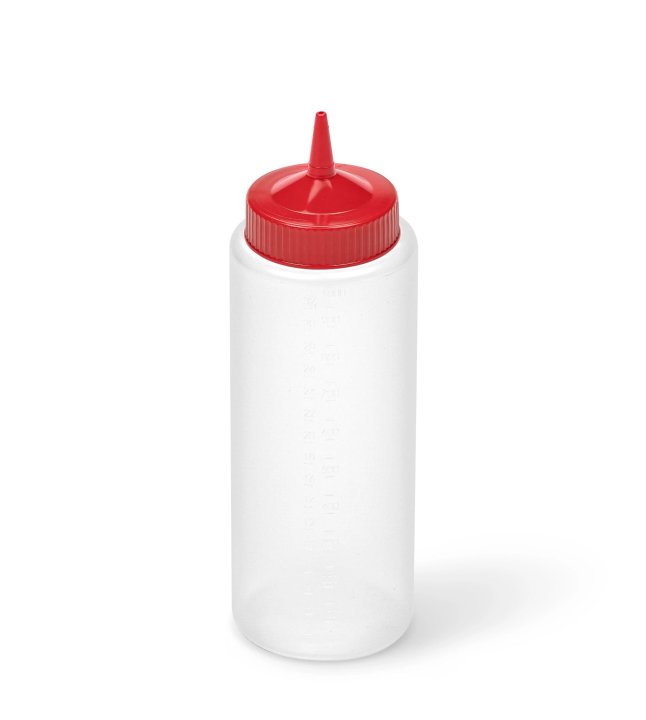Vollrath 4932 1302 32 Oz Wide Mouth Clear Squeeze Bottle with Red Cap - Perfect for Restaurants, Catering & Home Kitchen Use