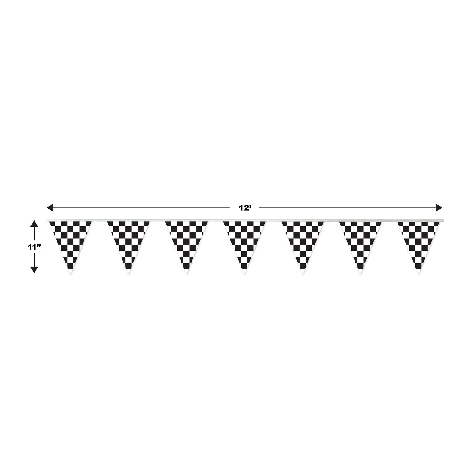 12 Pack Beistle 12 ft. Checkered Party Pennant Banner - Decorative Hanging Flags for Birthday, Graduation, Wedding & Holiday Celebrations