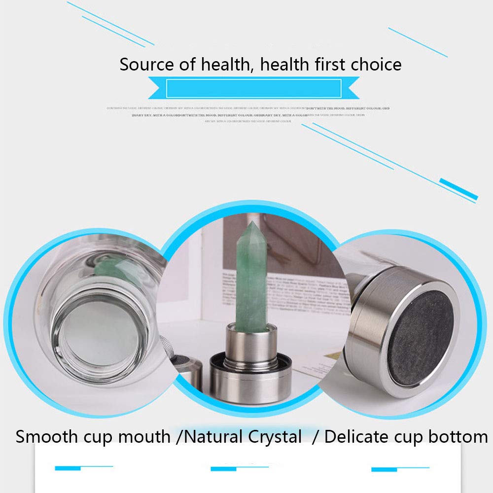 Natural Quartz Crystal Water Bottle - Portable Energy Cup for Infused Gem Water & Wellness