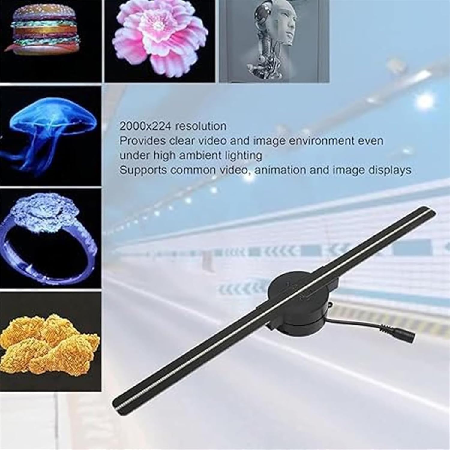 3D Holographic LED Fan Projector - Christmas Tree Hologram Display with 360° Rotation for Home, Office & Party Decor (1pc) - Perfect for Holiday Decorations, Gift Giving & Event Visual Effects