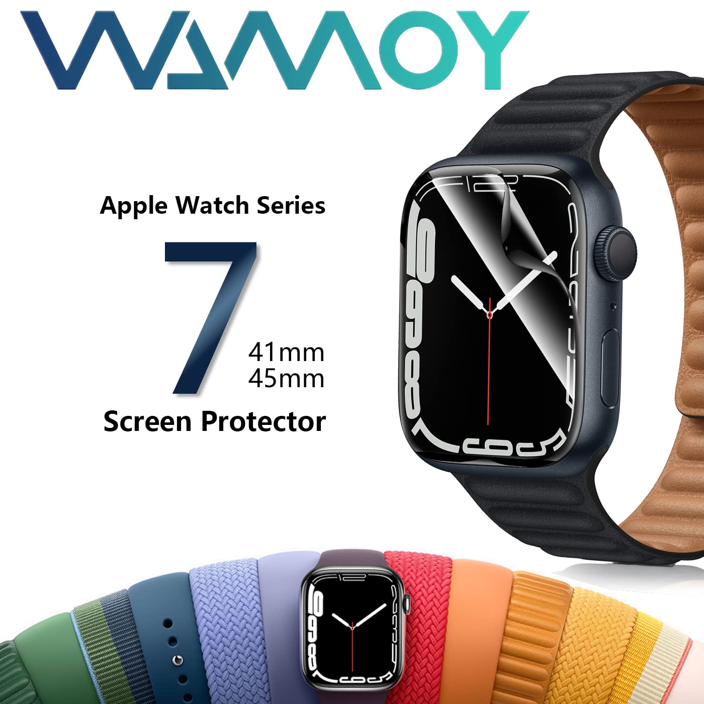 **WAMOY 3D Soft Screen Protector for Apple Watch Series 7 45mm - Clear Cover with Black Edge (2-Pack) - Scratch-Resistant & Bubble-Free - Perfect for Workouts, Swimming & Daily Wear**