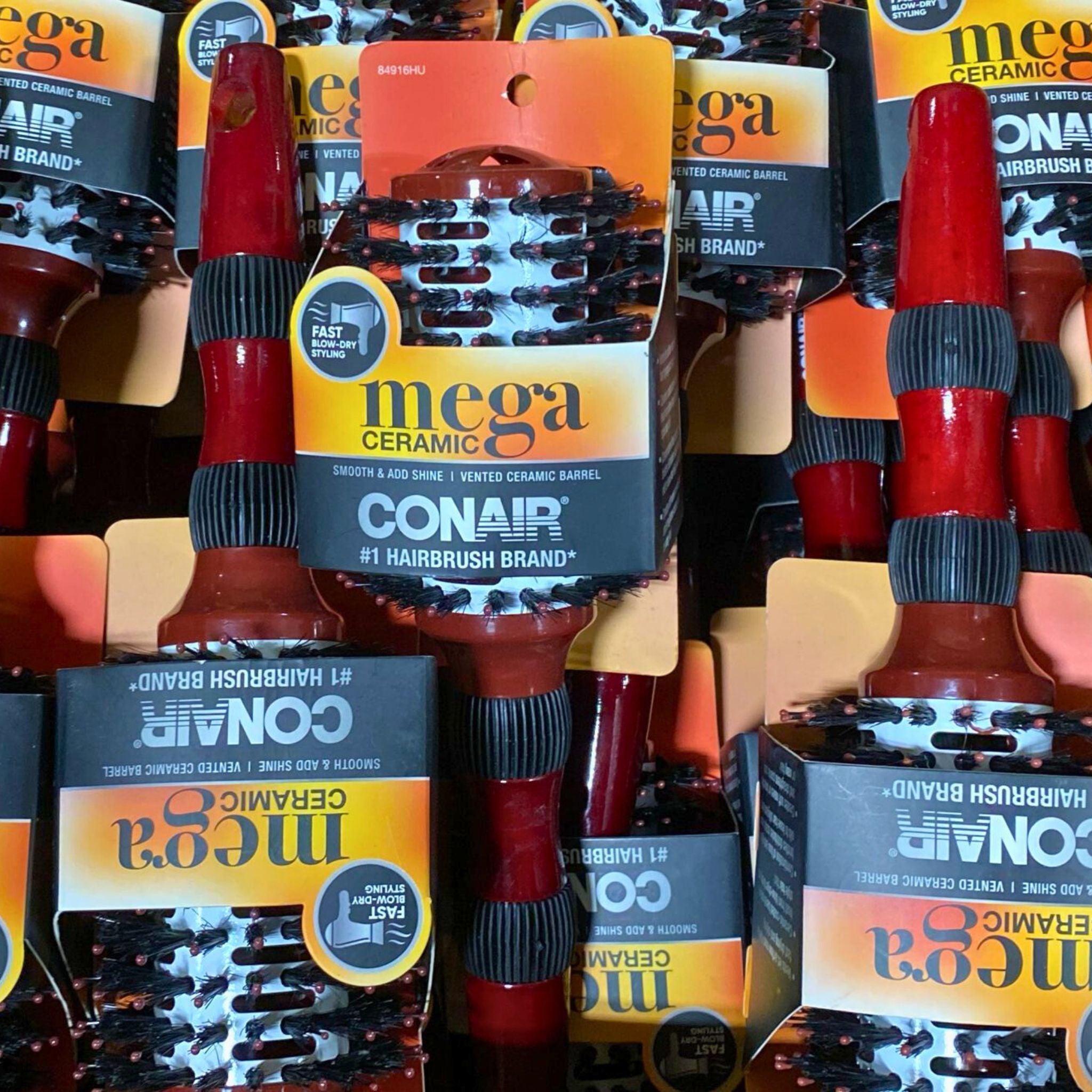 Conair Mega Ceramic Hairbrush - #1 Hairbrush Brand for Smooth & Shiny Hair - Vented Ceramic Barrel (40 Pcs Lot) - Perfect for Salons, Stylists & Home Hair Care