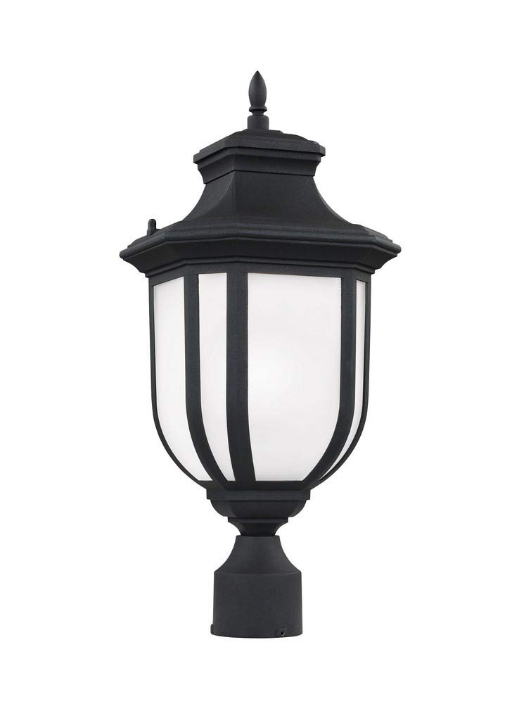 Seagull Lighting 8236301-12 Black Outdoor Post Lantern - Transitional One Light Fixture from Seagull-Childress Collection - Perfect for Porch, Garden & Pathway Lighting