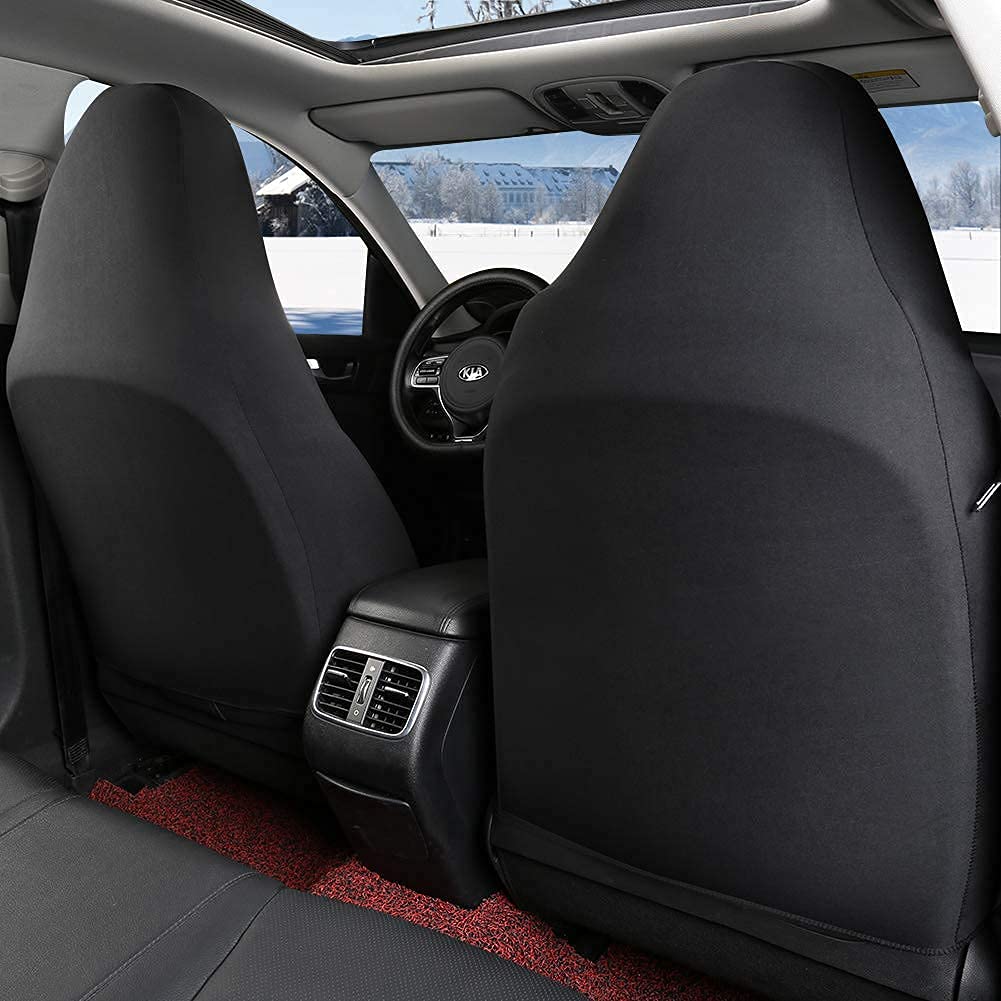 Premium Giant Panda Front Car Seat Covers - Leather High Back Bucket Seat Protectors for Cars, Trucks, SUVs, Jeep, Van & Pickup | Airbag Compatible (Black & Blue) | Perfect for Daily Commute, Road Trips & Off-Road Adventures