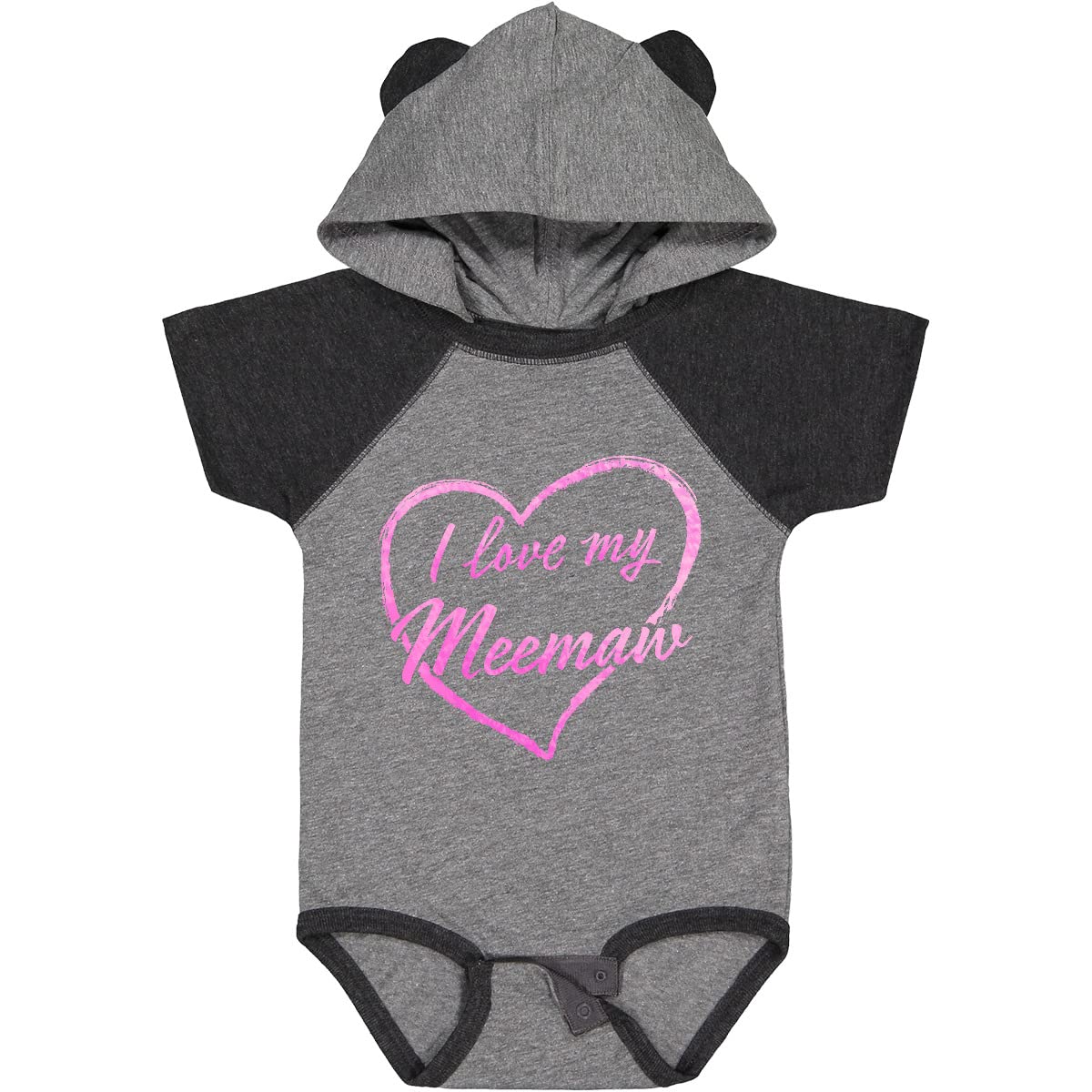Inktastic I Love My Meemaw Pink Chalk Heart Baby Bodysuit - Cute Infant Onesie for Grandparents Day, Family Reunions & Photo Shoots