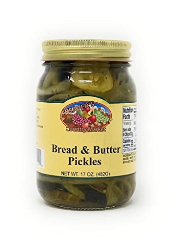 Weaver's Country Market Bread & Butter Pickles - Sweet & Tangy Cucumber Slices - 4 Pack (15 oz Jars) - Perfect for Sandwiches, Burgers & Charcuterie Boards