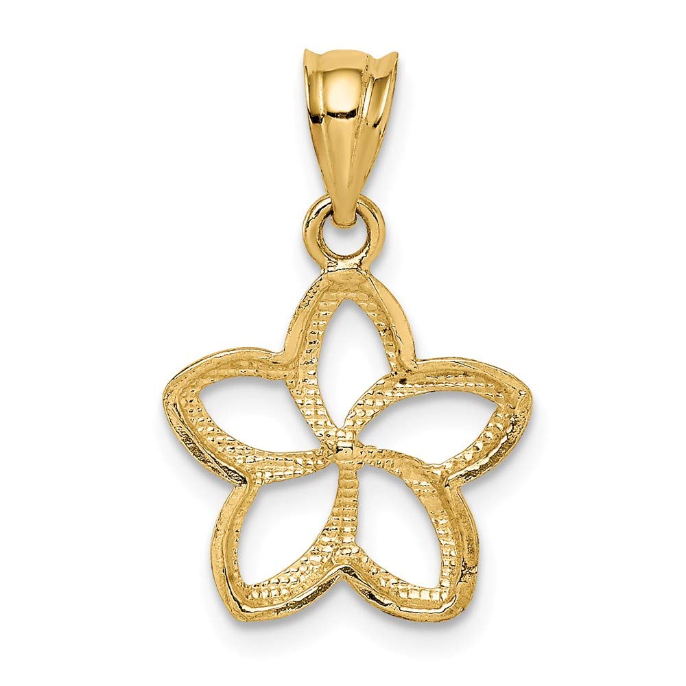 14K Yellow Gold Plumeria Pendant Necklace - 22mm x 14mm Dainty Floral Charm for Women, Perfect for Beach Vacations, Summer Outfits & Boho Jewelry Collection