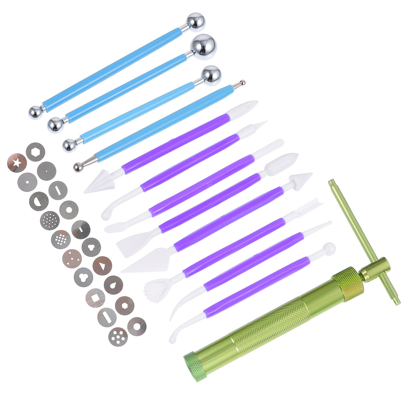 33pcs Fondant Tool Set - Hemoton Cake Decorating Kit with Modeling Tools, Stylus, Dotting Tools & Plastic Syrup for Fondant, Clay Sculpting - Perfect for Baking, DIY Crafts & Cake Design (Purple)
