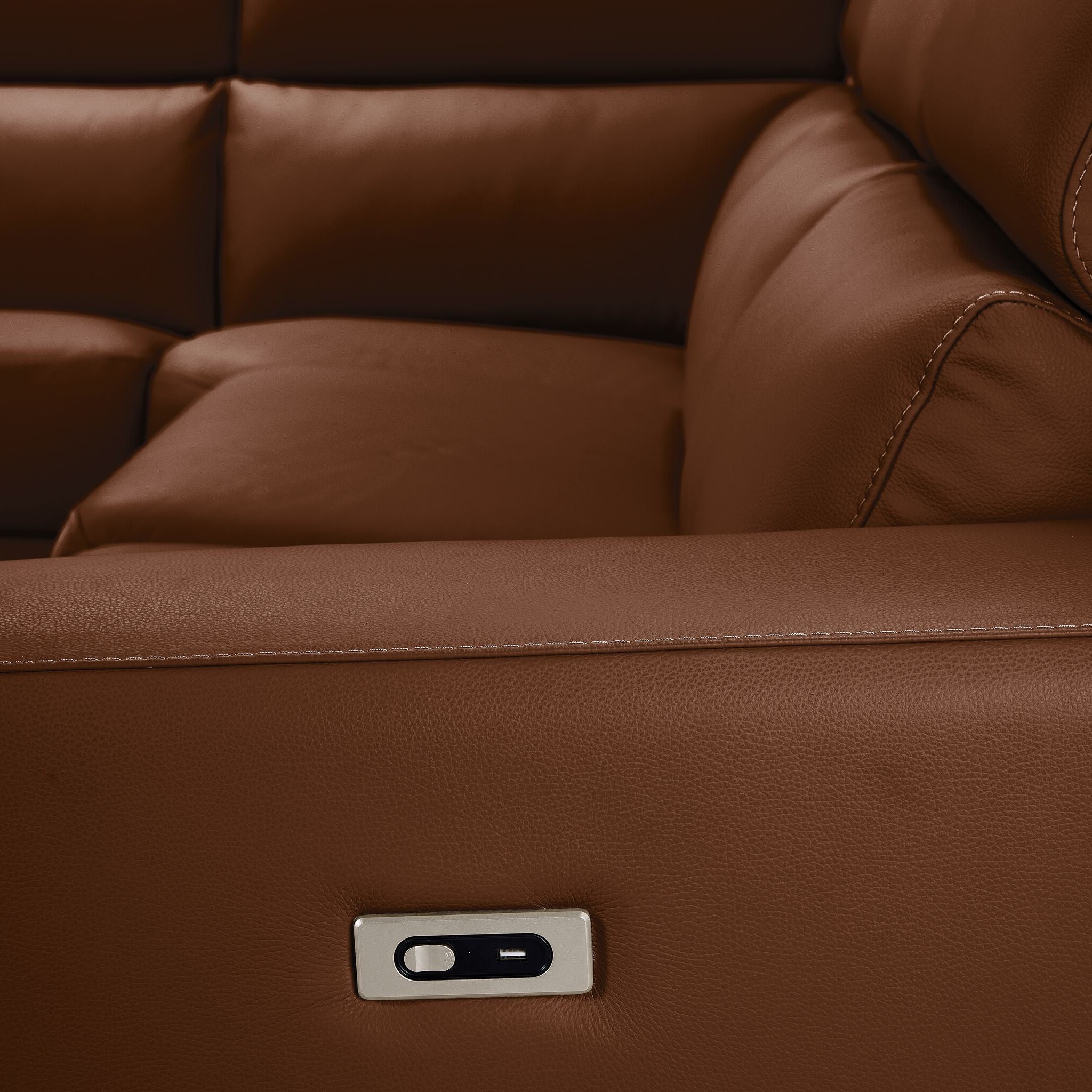 Bianca 3-Piece Power Reclining Sectional Sofa with Left-Facing Chaise in Cognac Leather - Perfect for Living Room, Home Theater & Family Gatherings