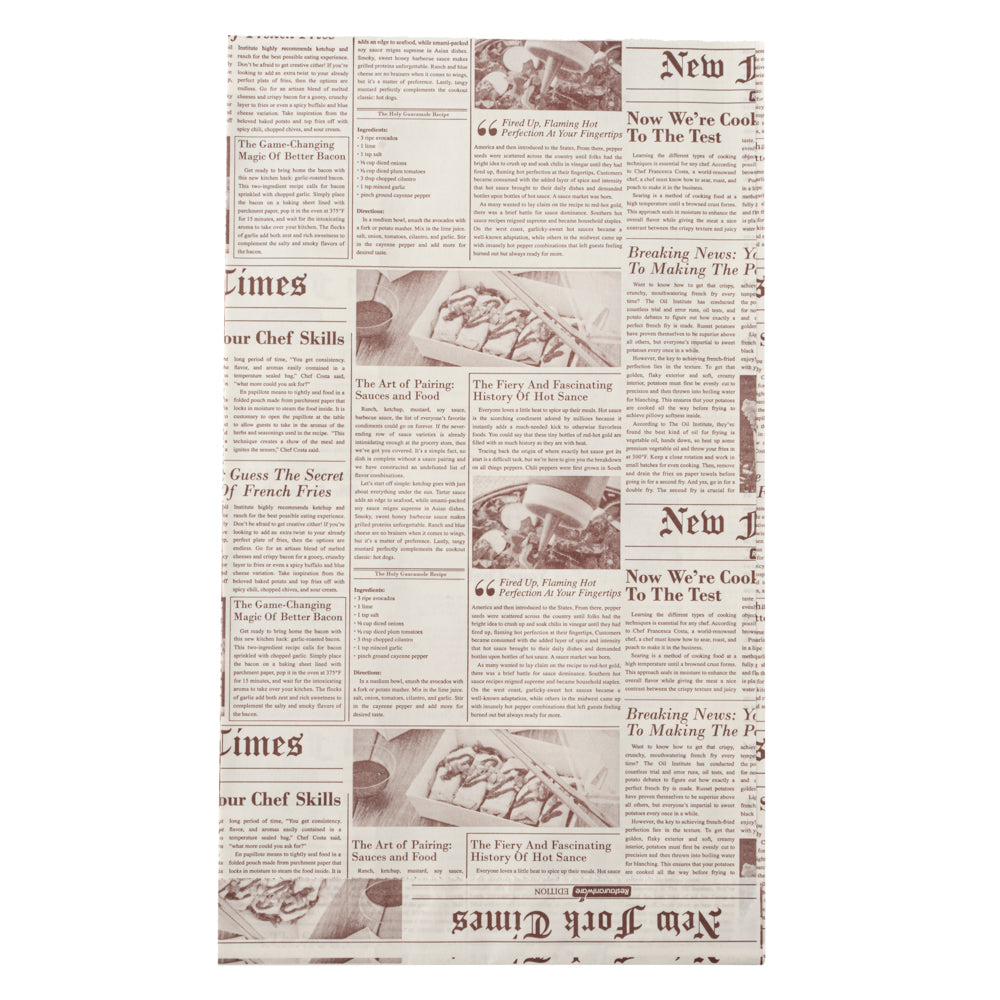 Eco-Friendly Sepia Newsprint French Fry & Snack Bags - 5x3x8.75 Inches (100 Count) - Perfect for Food Trucks, Movie Nights & Party Snacks