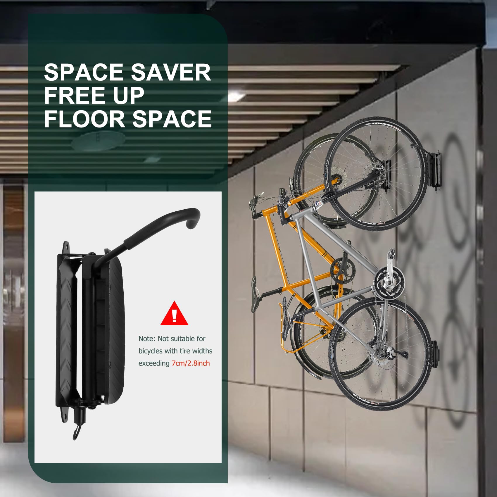 Dreamoon Swivel Bike Wall Mount - Heavy Duty Garage Bike Hanger Rack Holds 66lbs | Space Saving Vertical Bicycle Storage Solution for Home, Apartment & Garage Organization (1 Pack) - Perfect for Small Spaces & Cycling Enthusiasts
