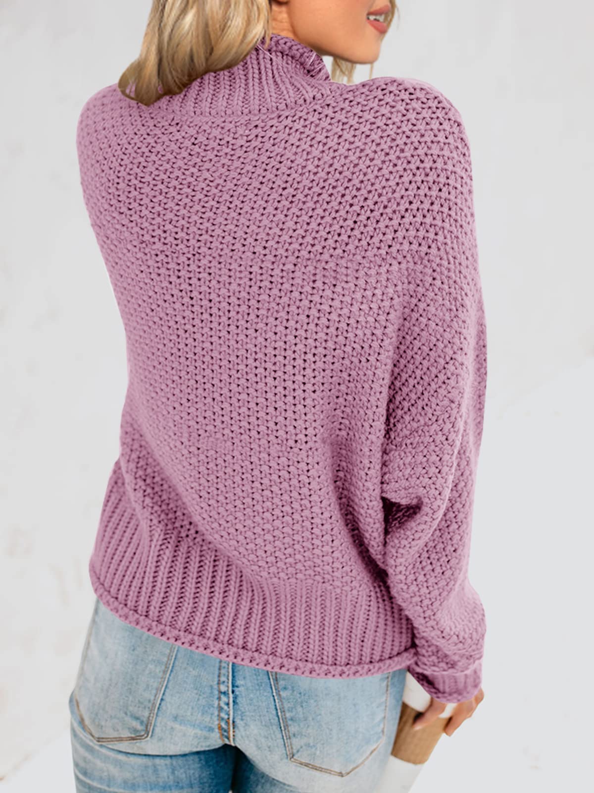 Saodimallsu Women's Oversized Turtleneck Sweater - Batwing Long Sleeve Chunky Knit Pullover Jumper for Fall & Winter | Casual Comfort, Office Wear, Date Night Outfits