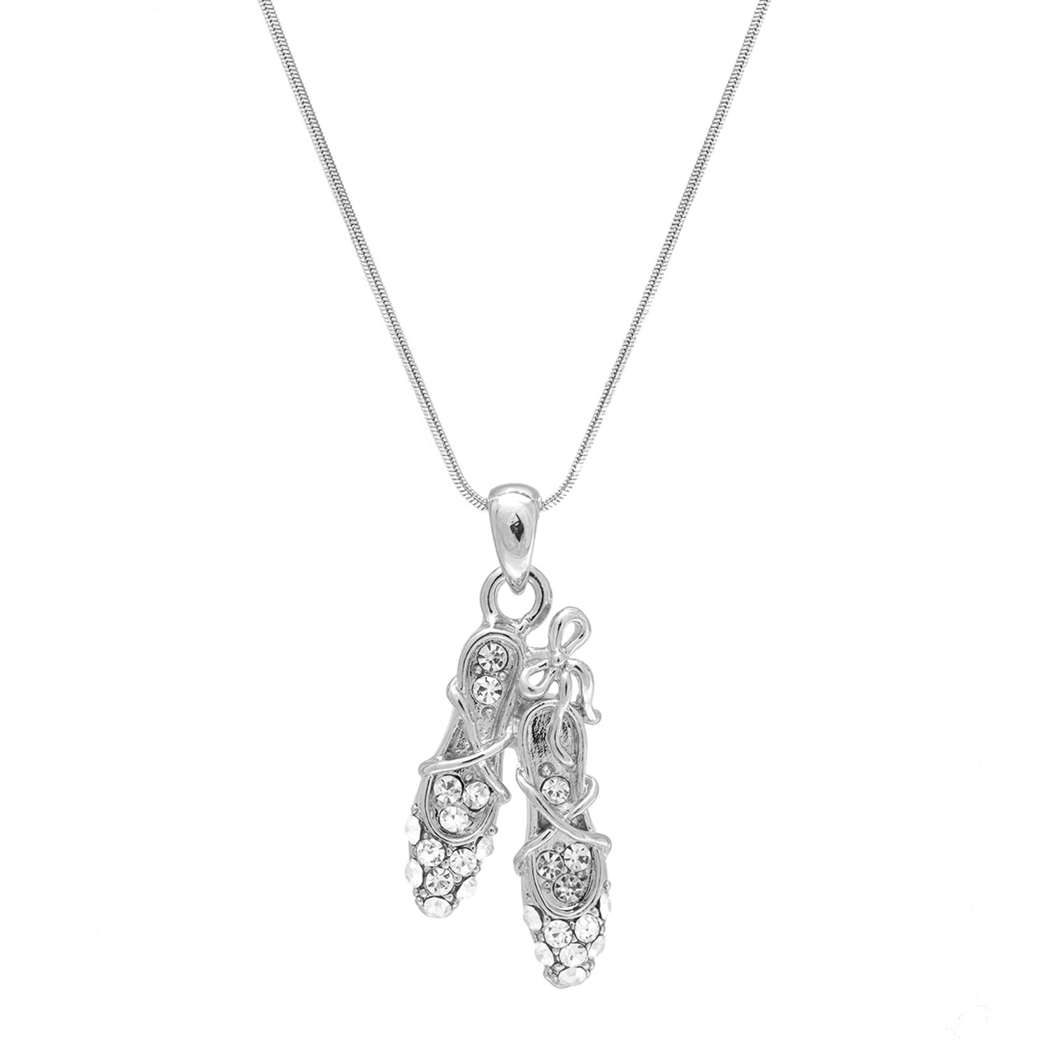 Elegant Spinning Daisy Crystal Ballet Pointe Shoe Necklace - Perfect for Dance Lovers, Ballet Performances & Gift Giving