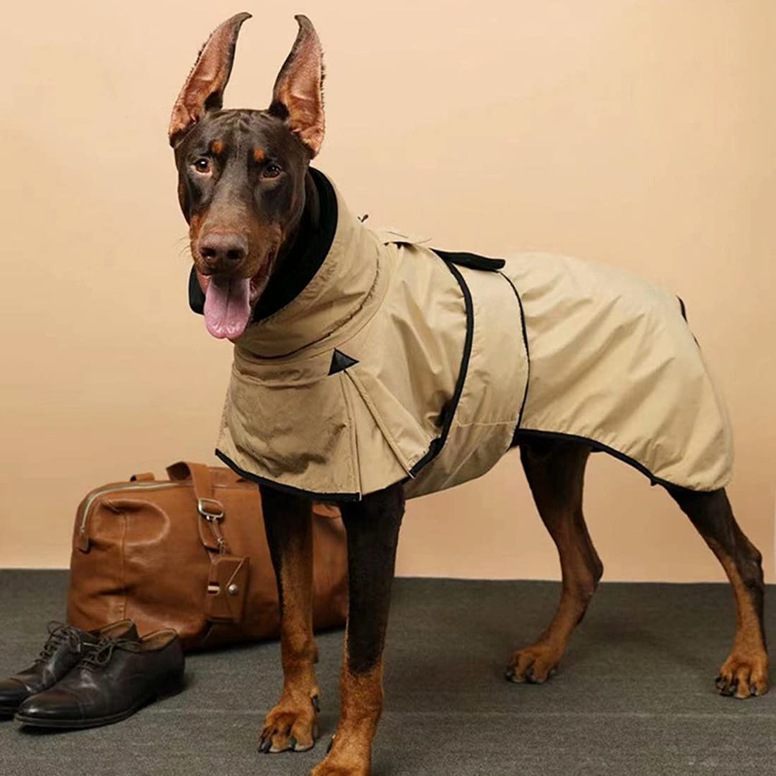 Waterproof Dog Jacket with Plush Lining - Winter Warm Windproof Coat for Small, Medium & Large Dogs - Vintage Style Pet Apparel for Cold Weather Walking & Outdoor Adventures