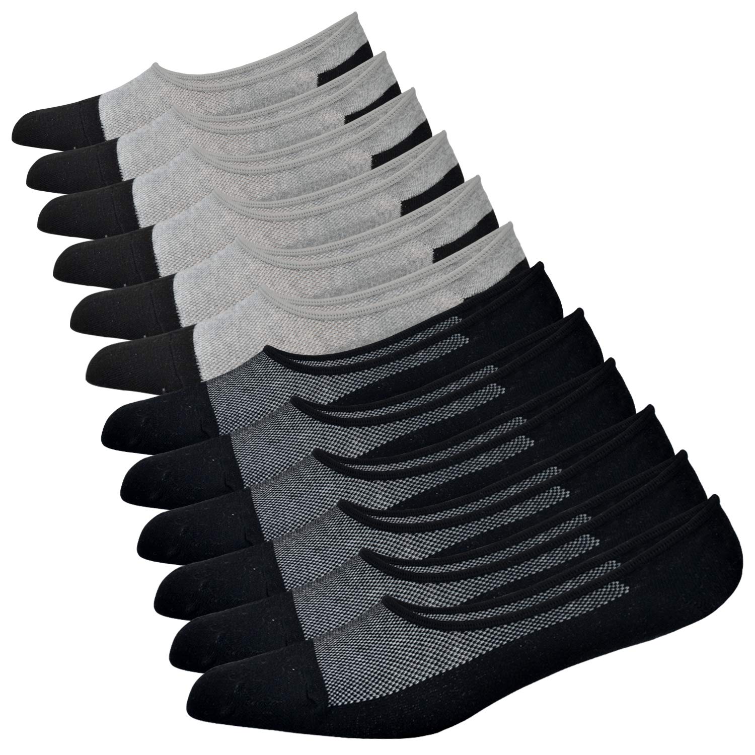 JORMATT Genuine Men's No Show Socks - Low Cut Cotton Loafer & Sneaker Socks with Non-Slip Grips - Breathable & Comfortable for Casual Wear, Work, and Sports