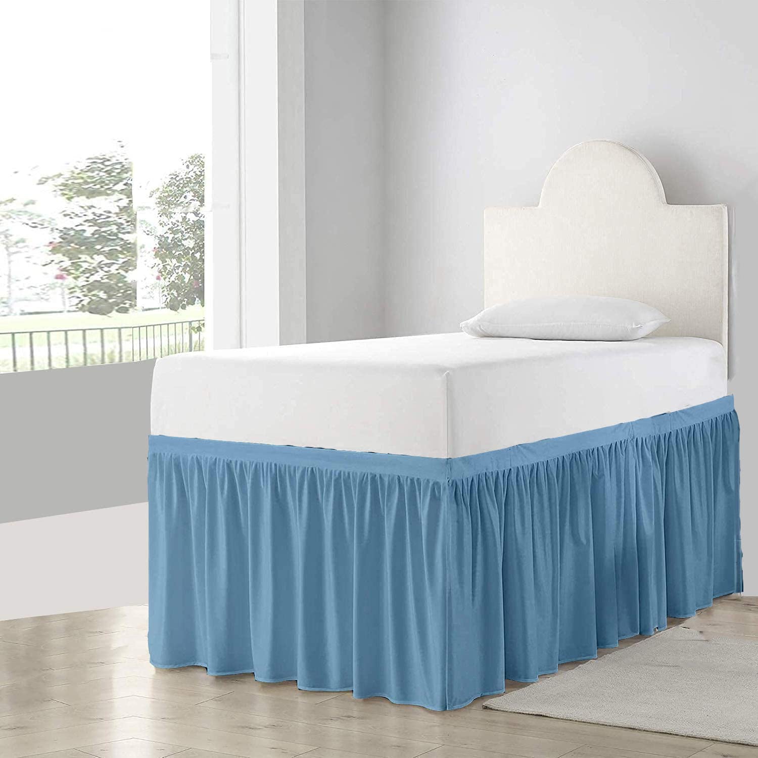 Extra Long Twin-XL Dorm Bed Skirt - 100% Brushed Microfiber College Dorm Room Bedding - 30