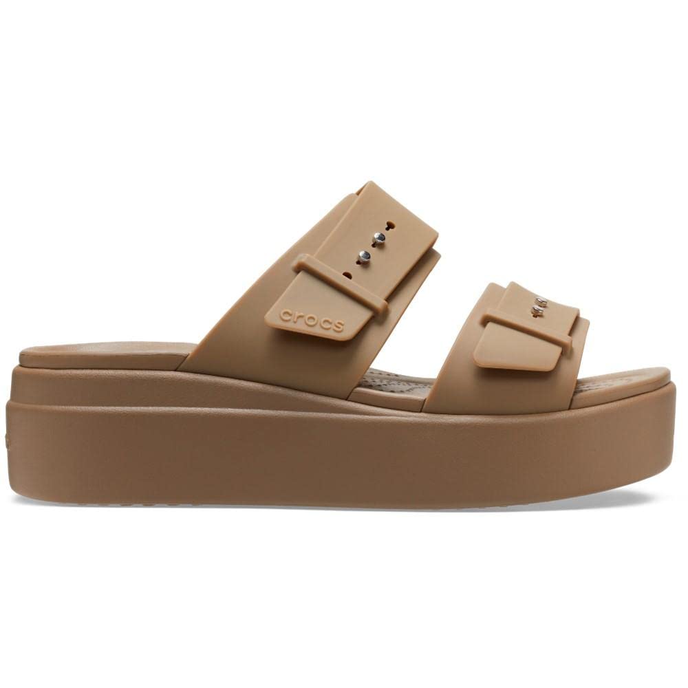 Crocs Women's Brooklyn Buckle Low Wedge Clog - Comfortable Slip-Resistant Shoes for Nurses, Teachers & Healthcare Workers - Perfect for Work, Errands & Casual Wear