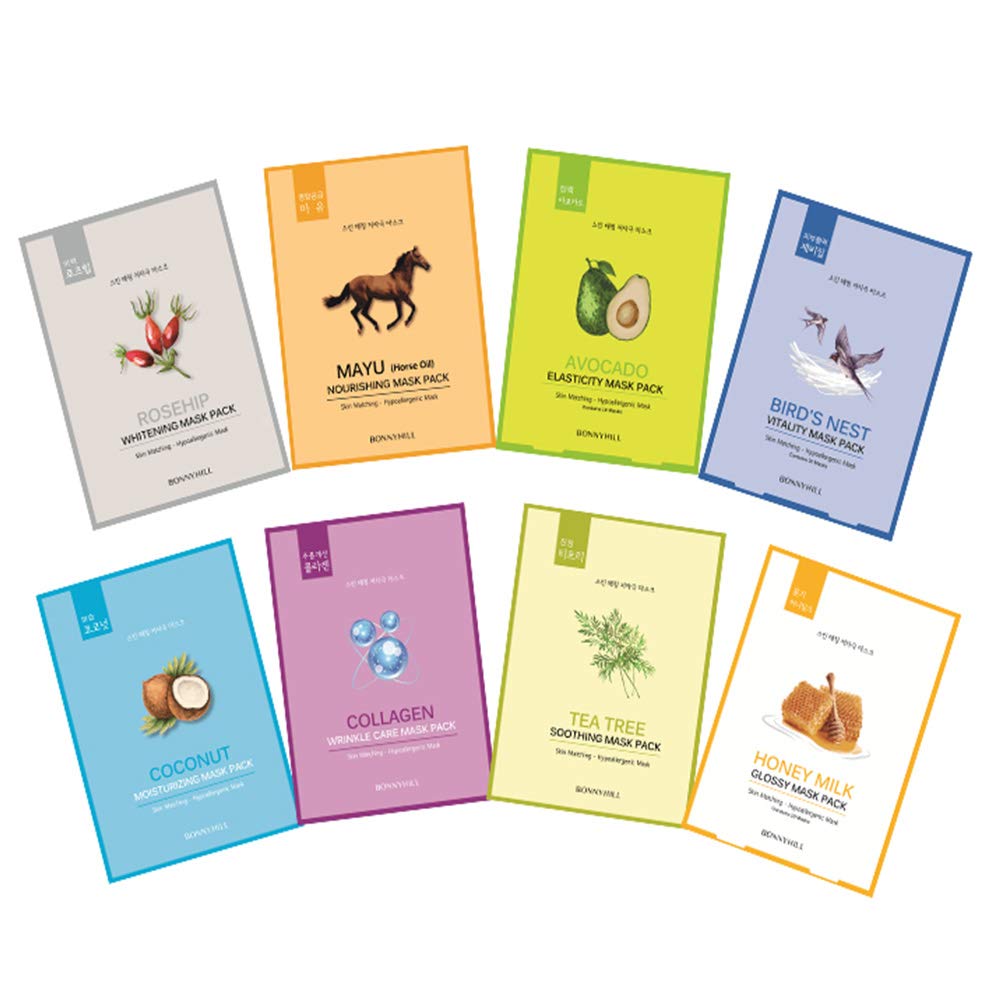 Bonnyhill Honey Milk Gloss Sheet Mask 5-Pack - Skin Brightening, Hydrating & Nourishing Face Mask for Glowing Complexion | Perfect for Daily Skincare, Spa Day & Self-Care Routine