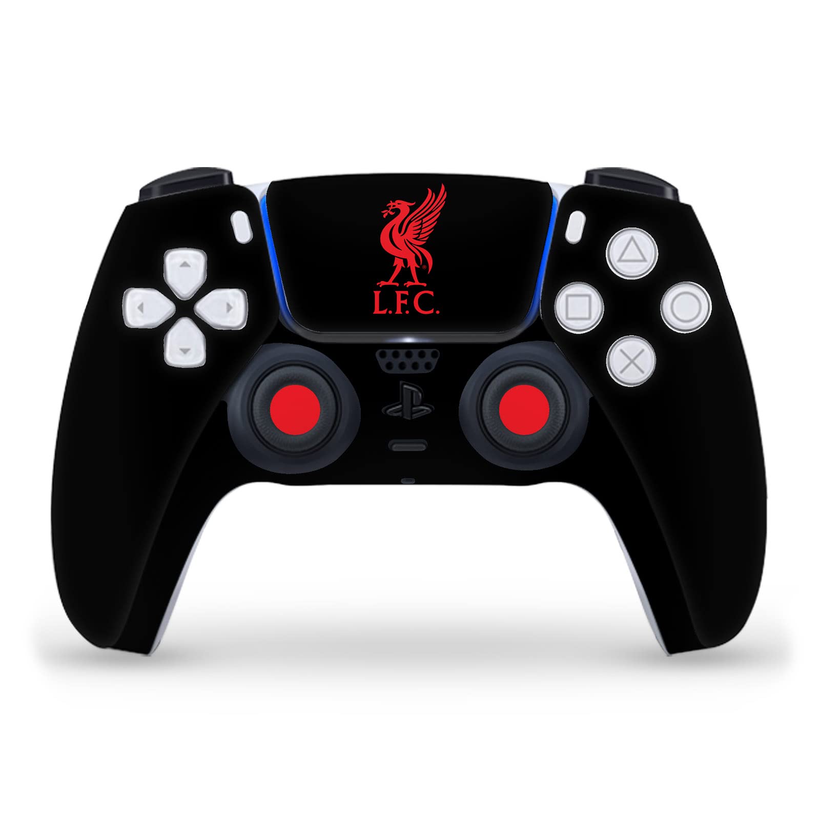Official Liverpool FC Liver Bird Red on Black Vinyl Skin Decal for Sony PS5 DualSense Controller - Gaming Accessory for Football Fans & Home Entertainment