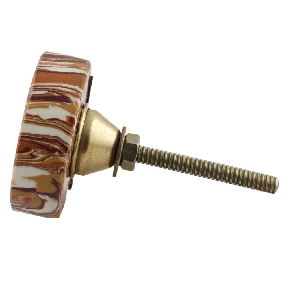 20 Pack Round Brown Marble Cabinet Knobs - Decorative Stone Drawer Pulls for Dresser, Luxury Door Handles, Unique Home Decor | Perfect for Kitchen Cabinets, Bathroom Vanities & Furniture Upgrades