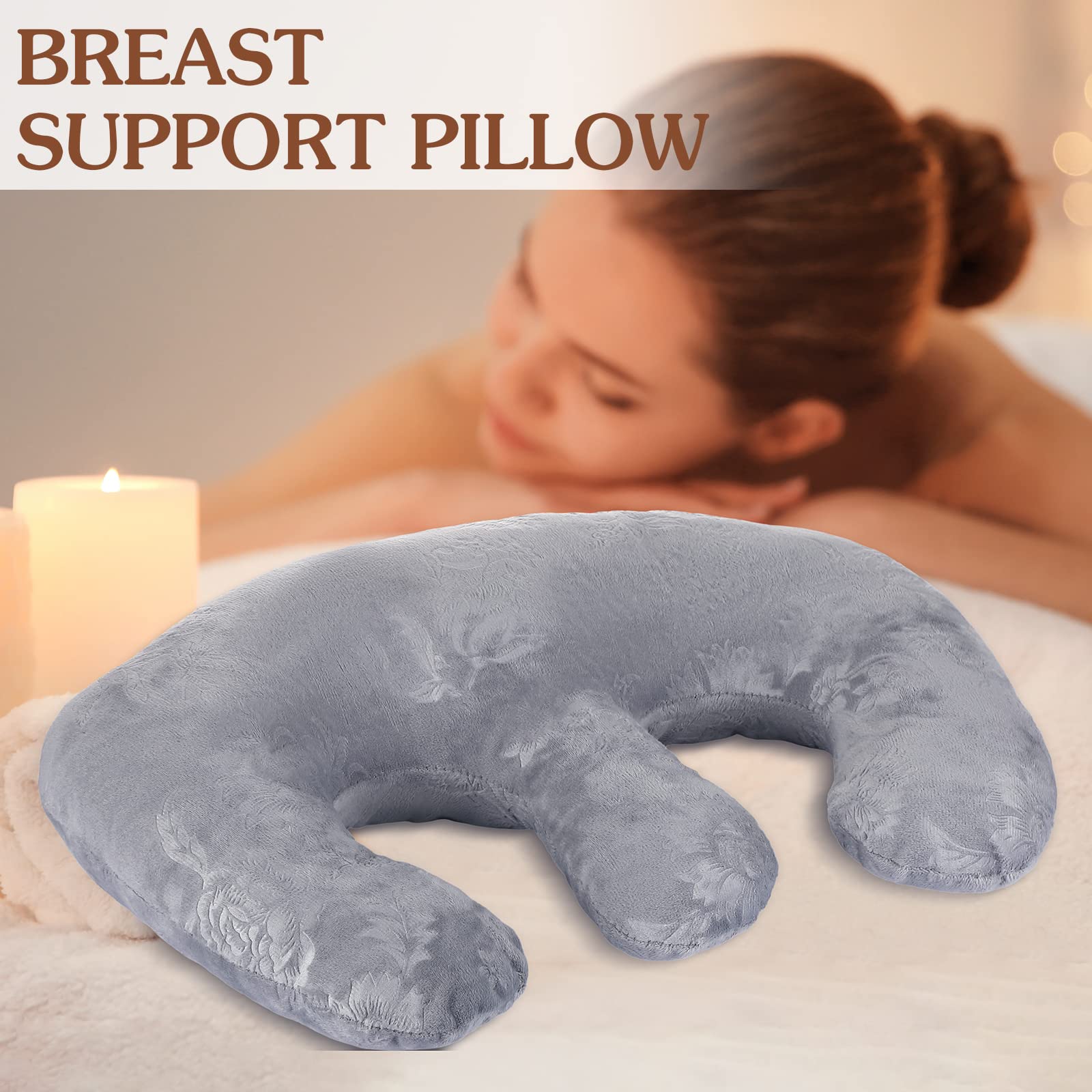 Wesiti Salon Breast Pillow for Massage Tables - Soft Removable Cover, 15.7 x 11 Inches (Gray) - Comfortable Support for Spa, Facial, and Massage Therapy Sessions - Perfect for Salon Professionals and Home Use